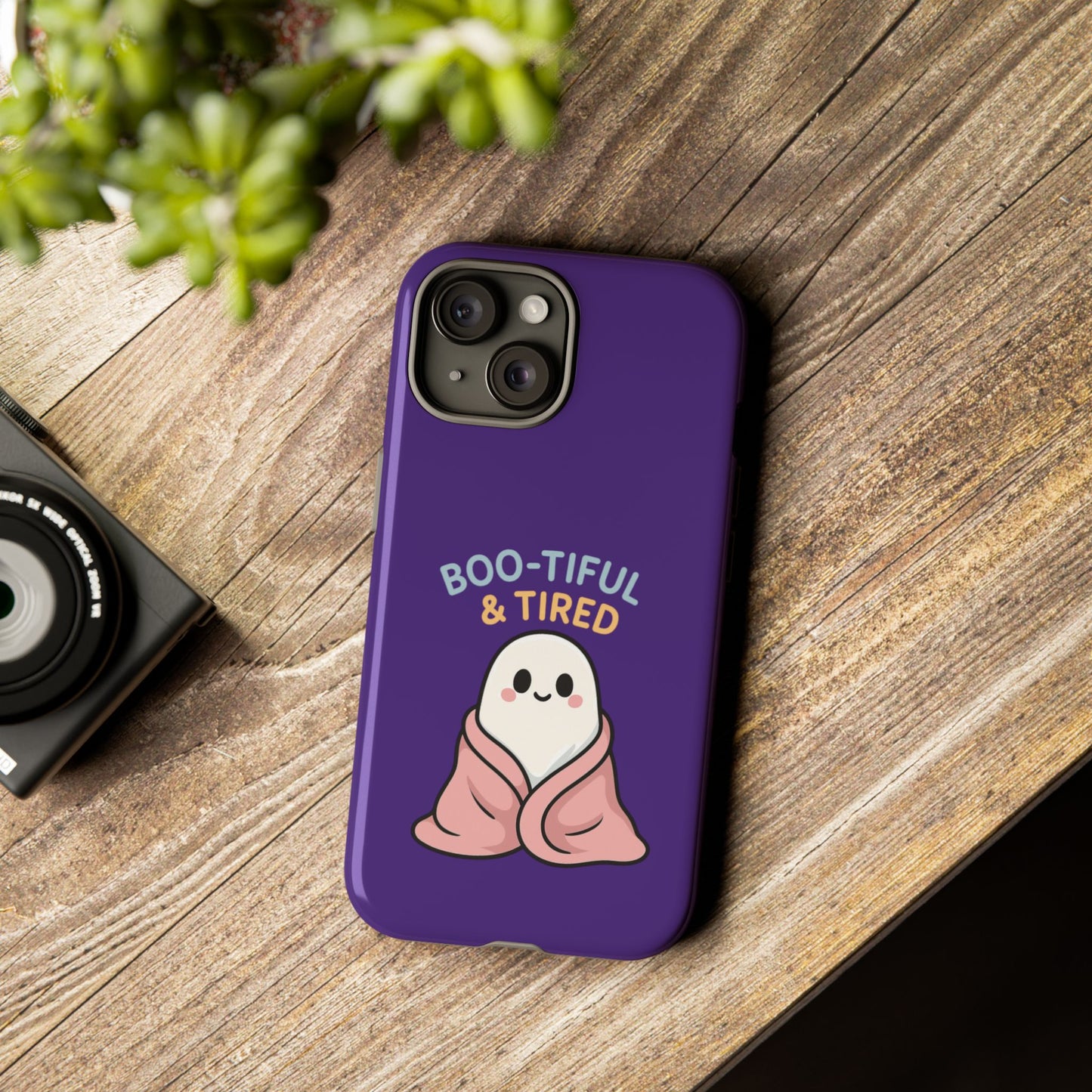 Boo-Tiful & Tired Phone Case, Halloween-Themed Design