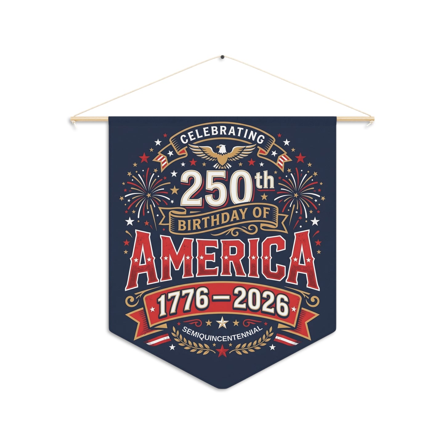 America 250th Anniversary Pennant — Patriotic Wall Banner, 4th of July Decor