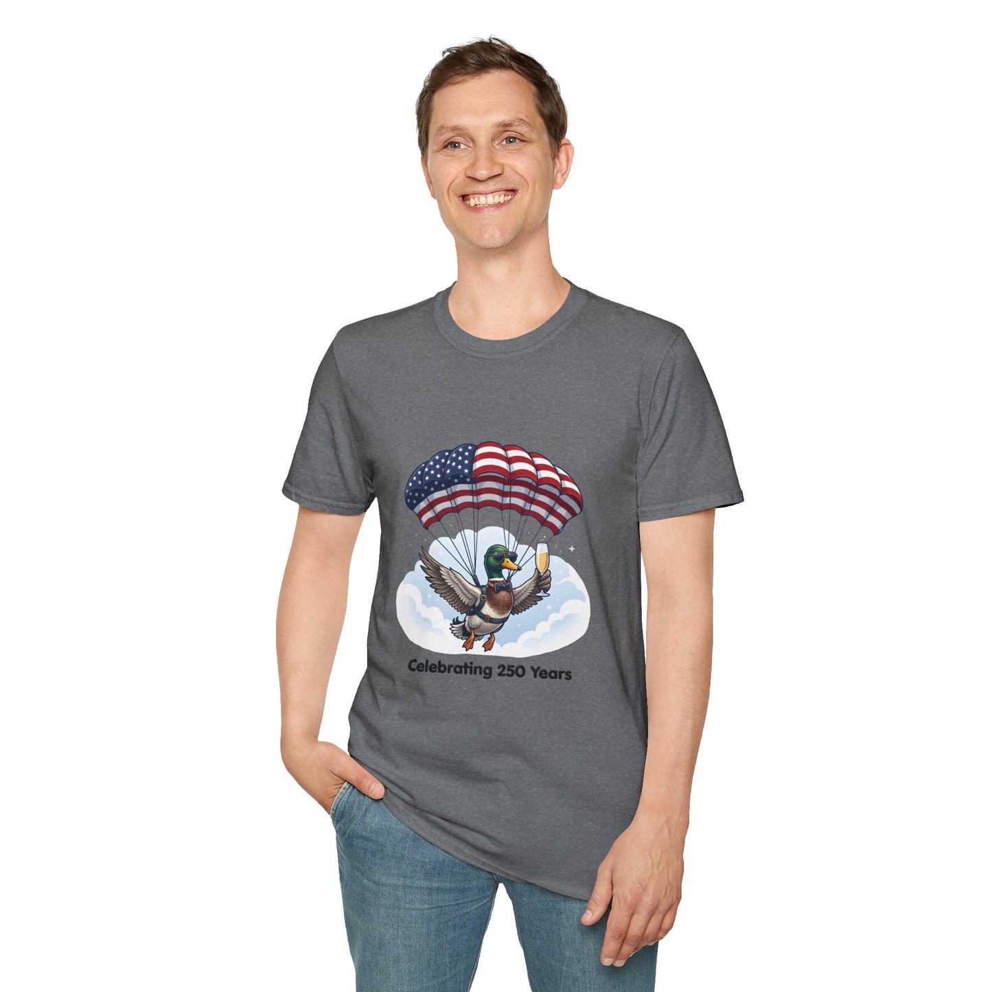 Duck Parachute T-Shirt – Celebrating 250 Years Patriotic Graphic Tee