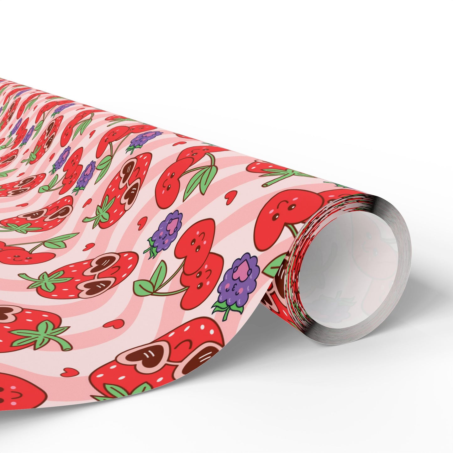Strawberry Hearts Wrapping Paper Roll — Cute Valentine & Birthday Gift Wrap