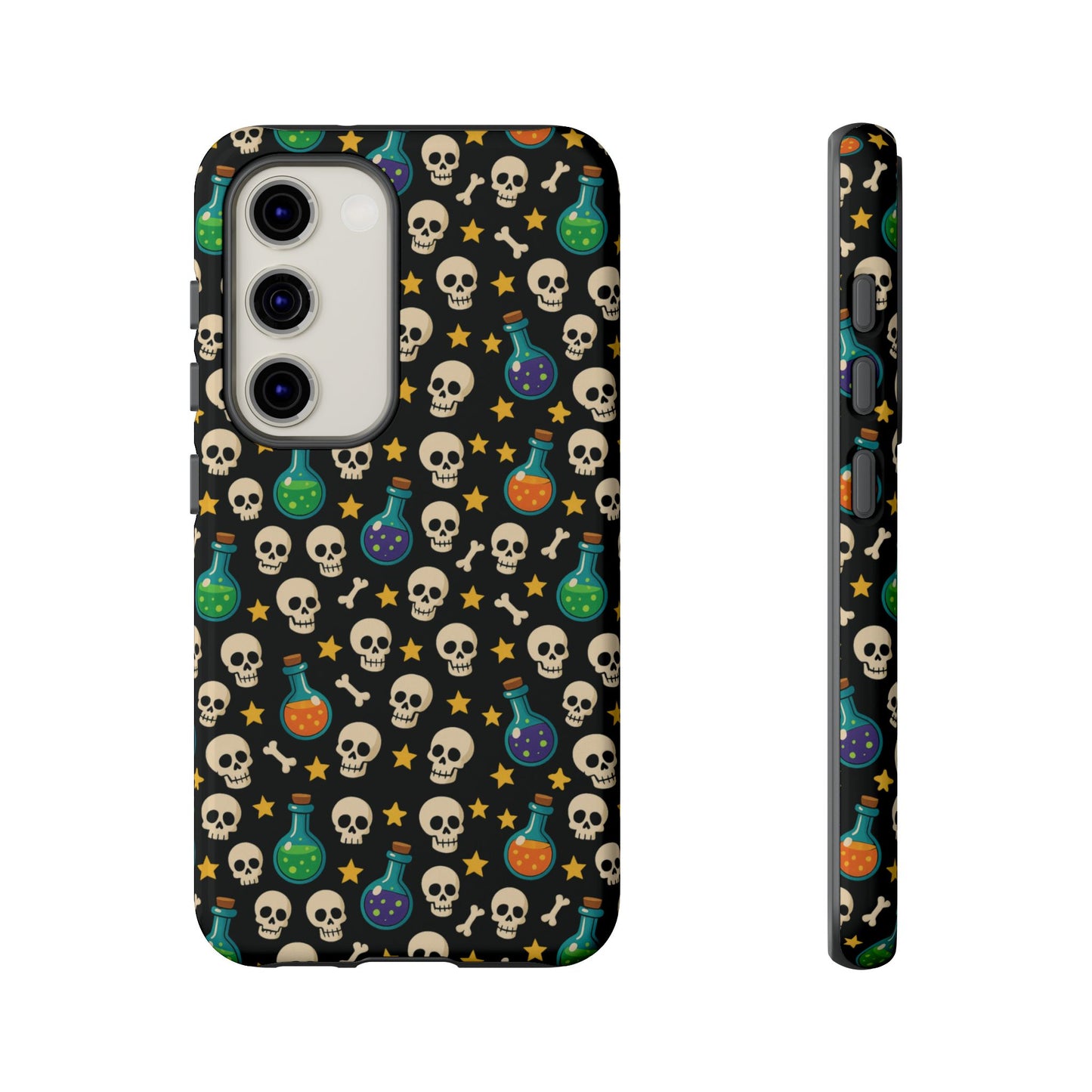 Skull & Potion Phone Case, Trendy Cell Phone Cover, Halloween Gift, Gothic Phone Accessory, Spooky Style Case, Tough Cases