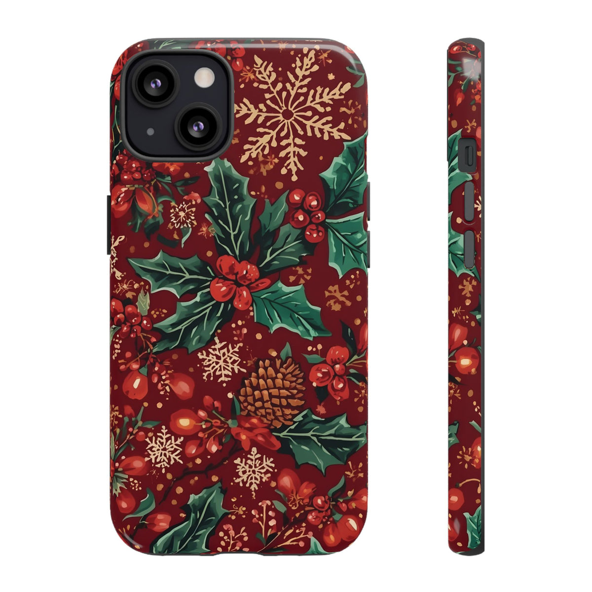 Christmas Floral Phone Case, Dual Layer Case for Iphone & Samsung