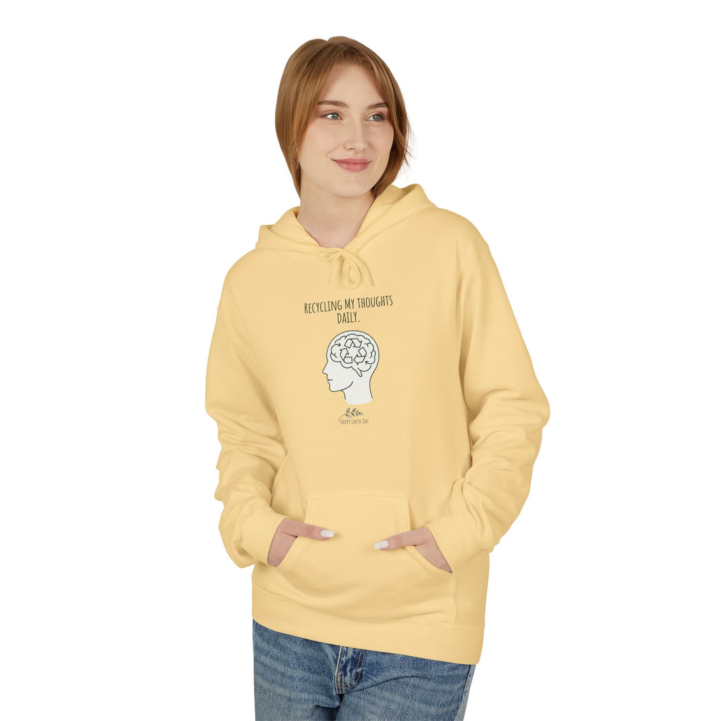 Recycling My Thoughts Daily Hoodie – Earth Day Mental Health Sweatshirt | Eco Mindfulness Unisex Hoodie | Minimal Green Aesthetic
