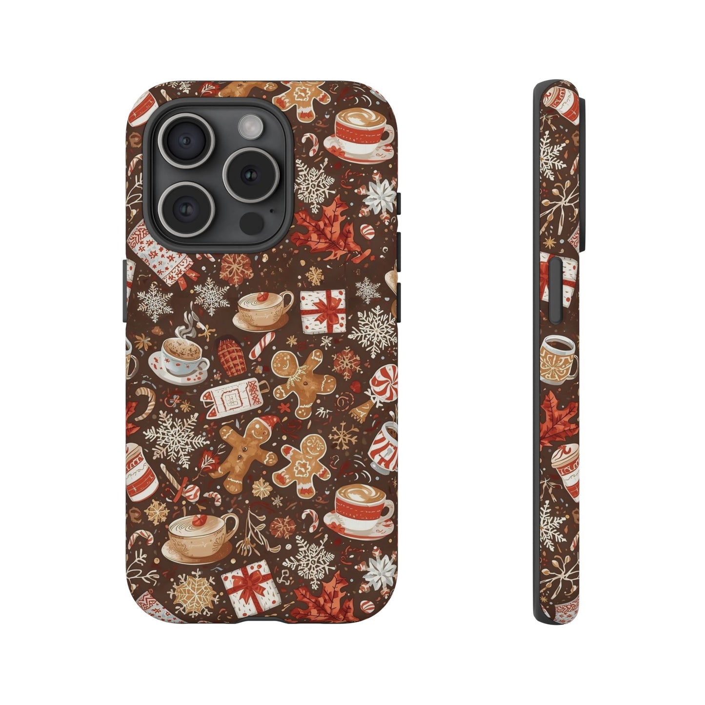 Christmas Phone Case, Festive Holiday Phone Case with Gingerbread and Cocoa Design for Iphone 17, 16, 15, 14, 13, 12, 11 & Samsung