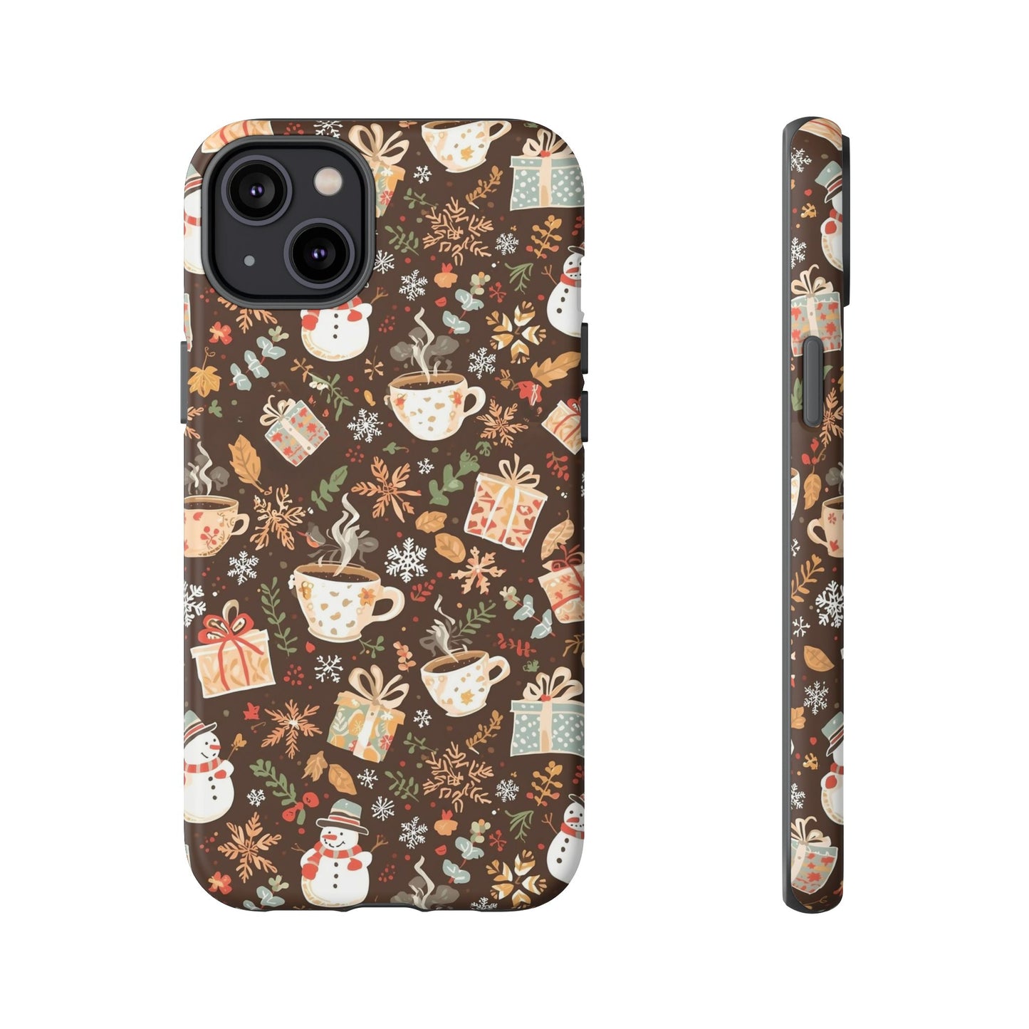 Christmas Phone Case, Winter Holiday Phone Case with Snowmen and Gifts Design for Iphone 17, 16, 15, 14, 13, 12, 11 & Samsung