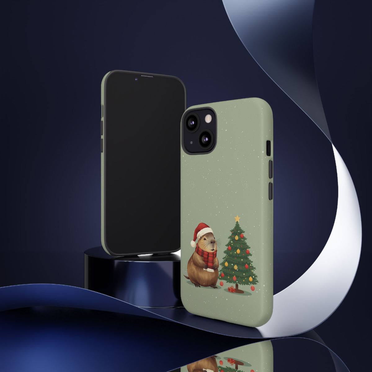 Christmas Phone Case with Capybara Design, Dual Layer Protective Case for Iphone & Samsung