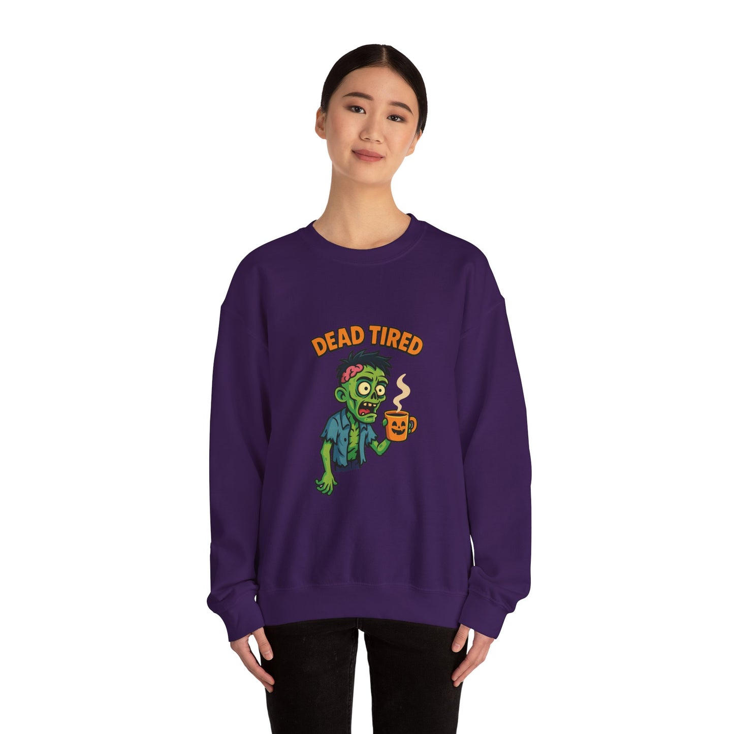 Dead Tired Zombie Sweatshirt, Funny Halloween Crewneck, Spooky Season Apparel