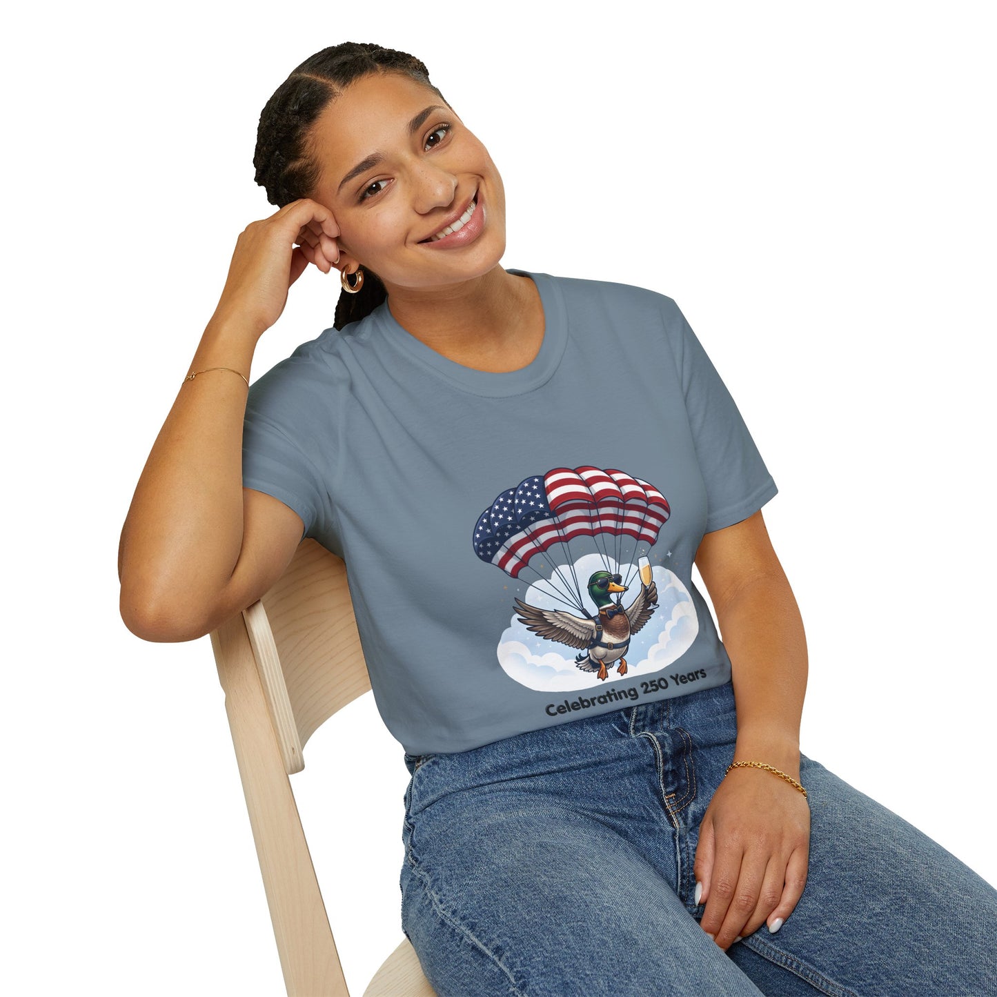 Duck Parachute T-Shirt – Celebrating 250 Years Patriotic Graphic Tee