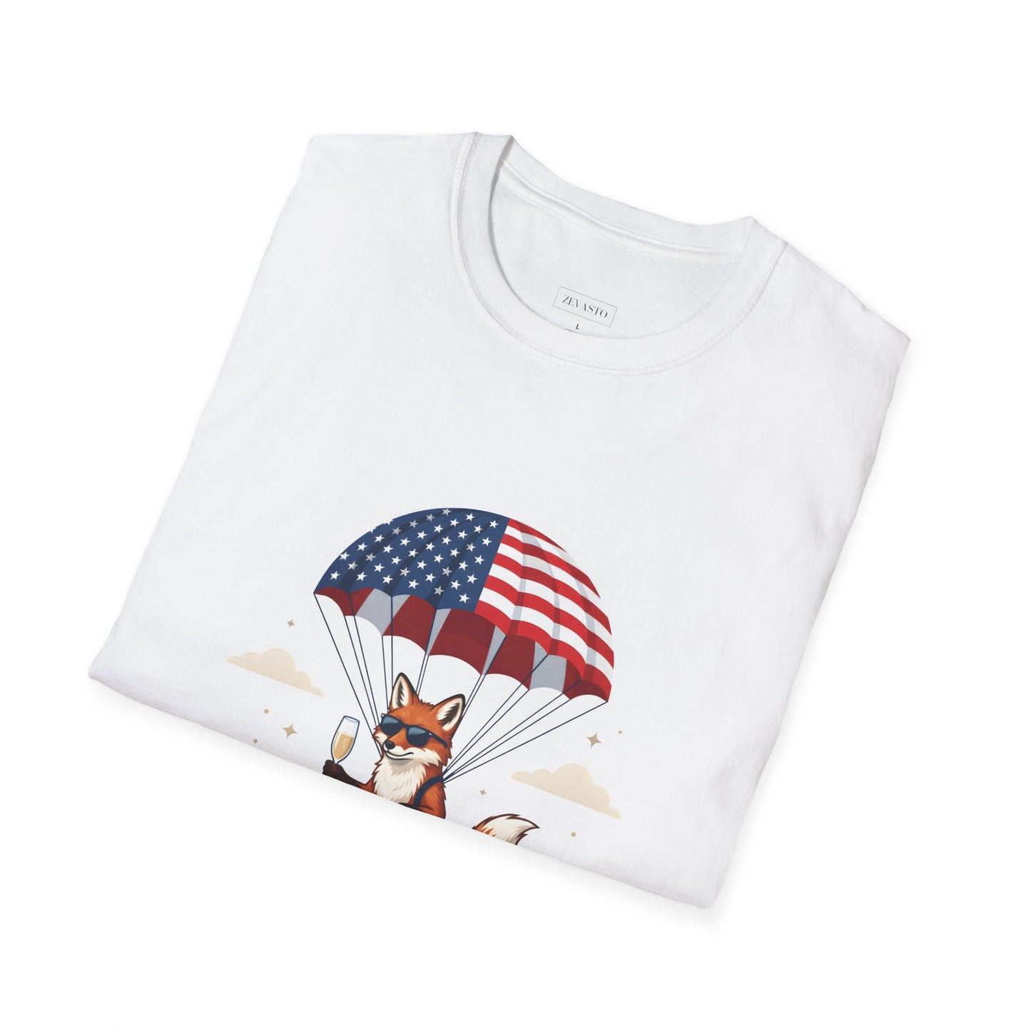 Patriotic Fox Parachute T-Shirt — "Celebrating 250 Years" Anniversary Tee