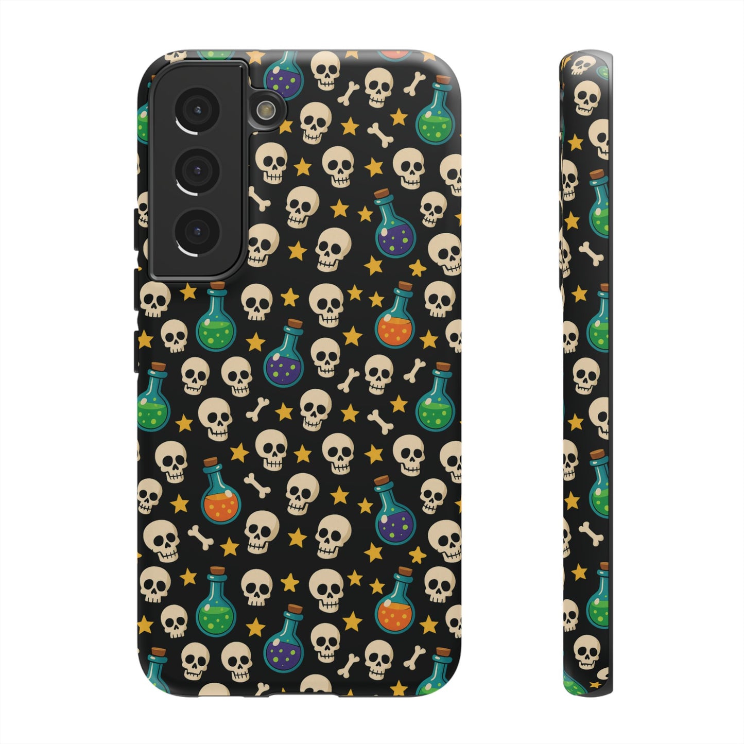 Skull & Potion Phone Case, Trendy Cell Phone Cover, Halloween Gift, Gothic Phone Accessory, Spooky Style Case, Tough Cases