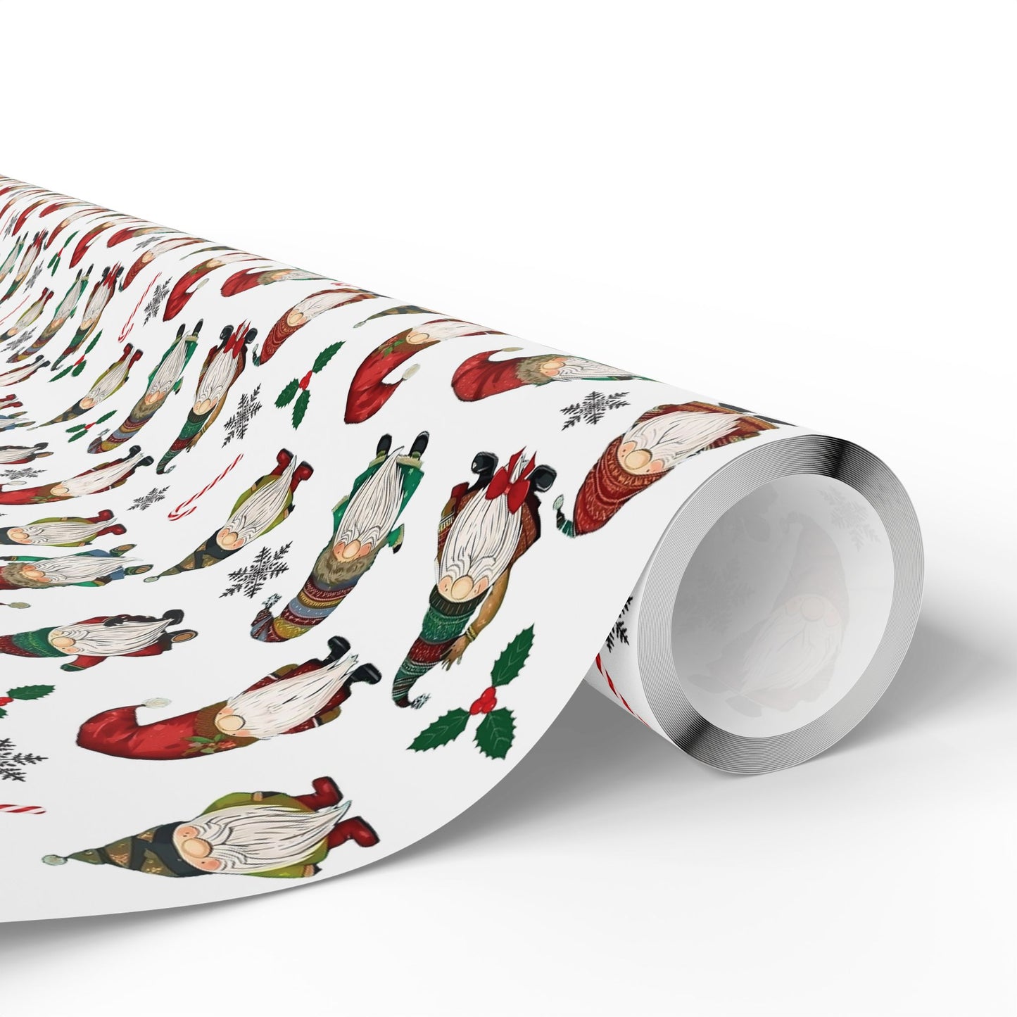 Christmas Gift Wrap Paper, Festive Wrapping Paper Roll with Whimsical Gnomes