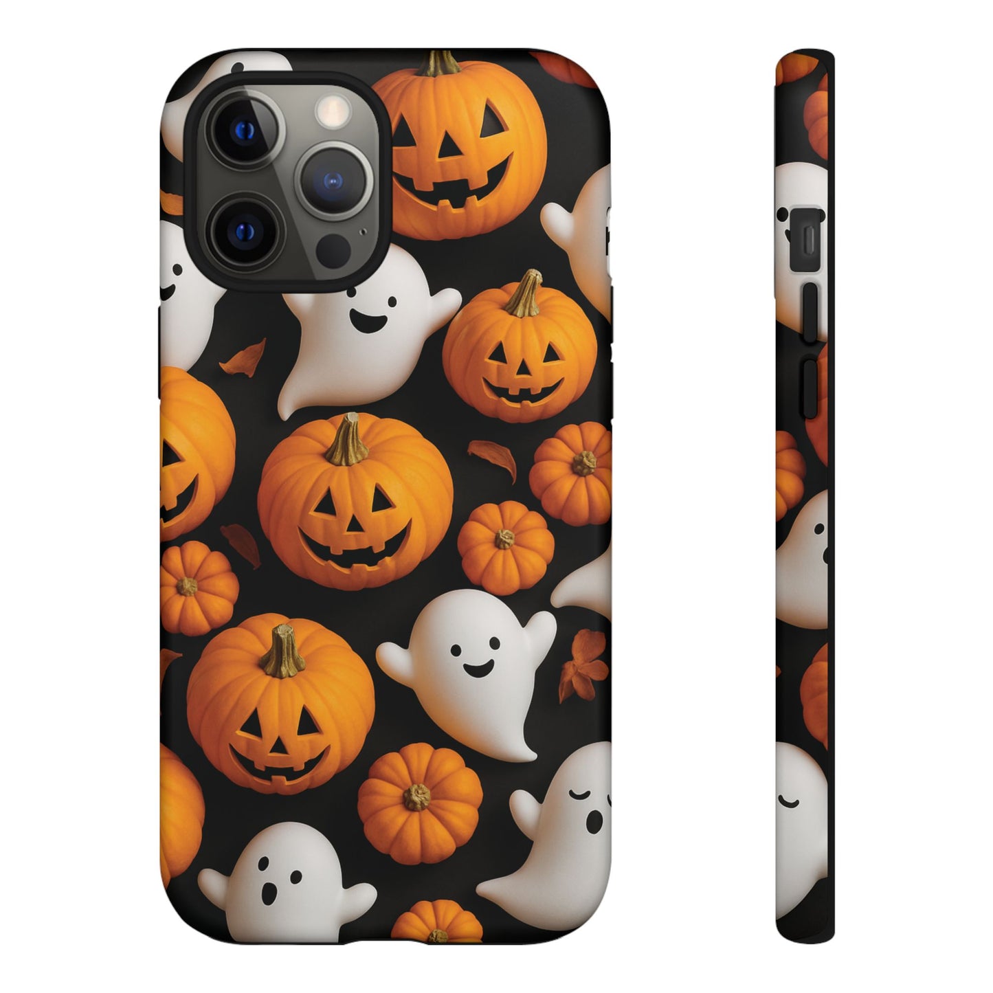 Halloween Phone Case, Spooky Ghosts and Pumpkins Design