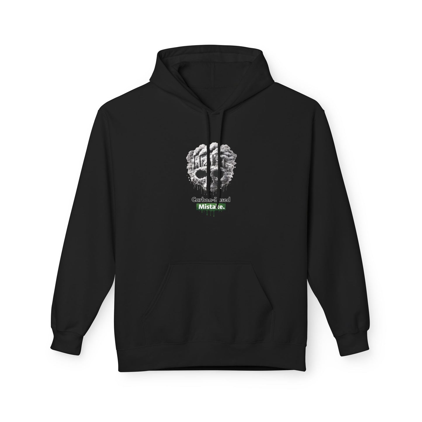 Unisex Hoodie — “Carbon-Based Mistake” Graphic Pullover, Gift for Earth Day, Sarcastic Hoodie