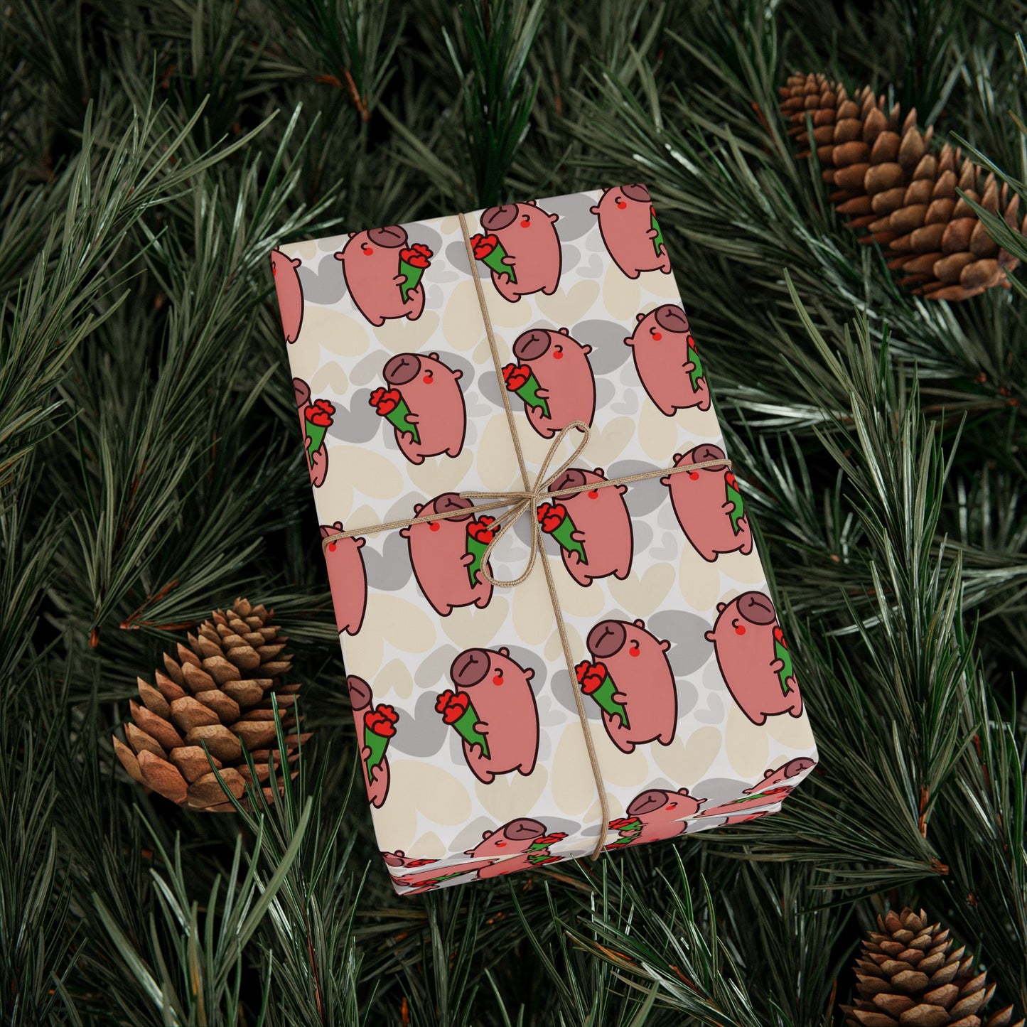Valentine's Day Wrapping Paper — Cute Capybara Gift Wrap for Birthday, Baby Shower