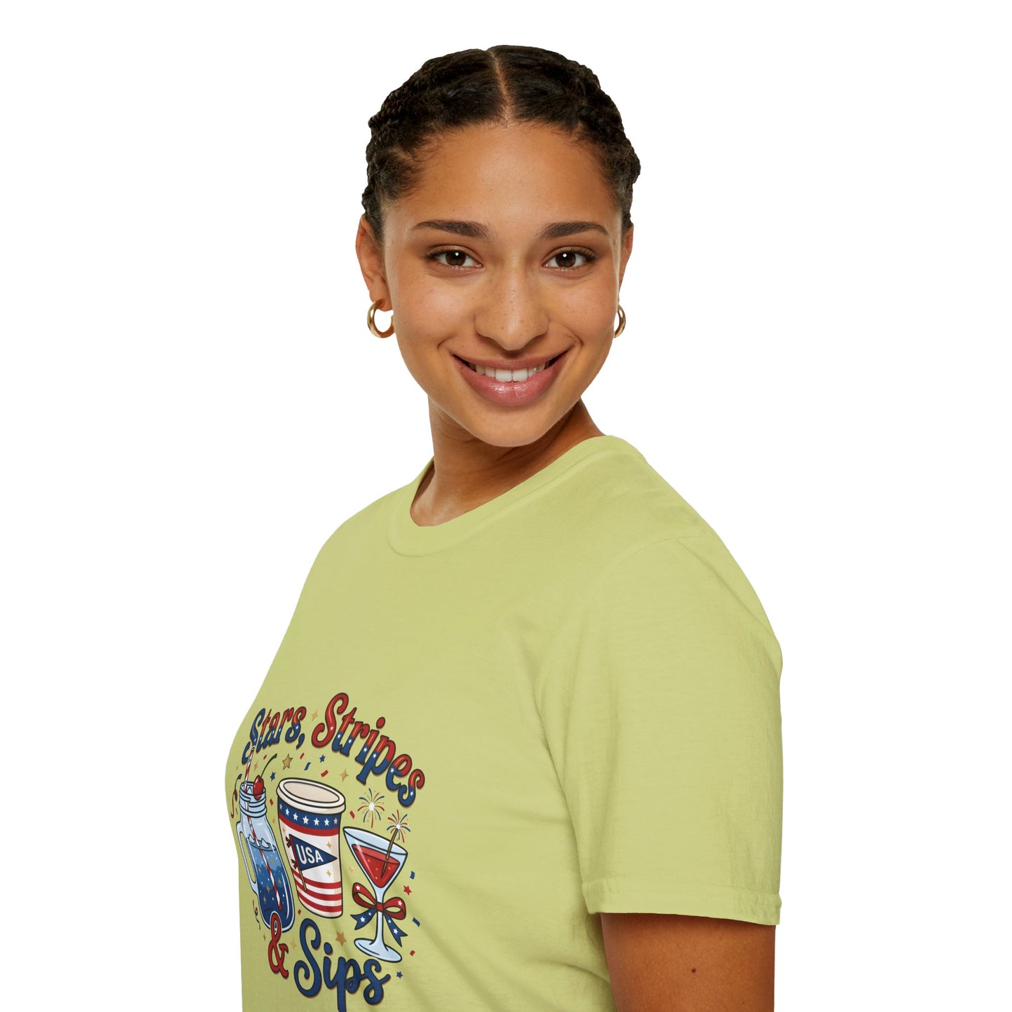Patriotic "Stars, Stripes & Sips" T-Shirt