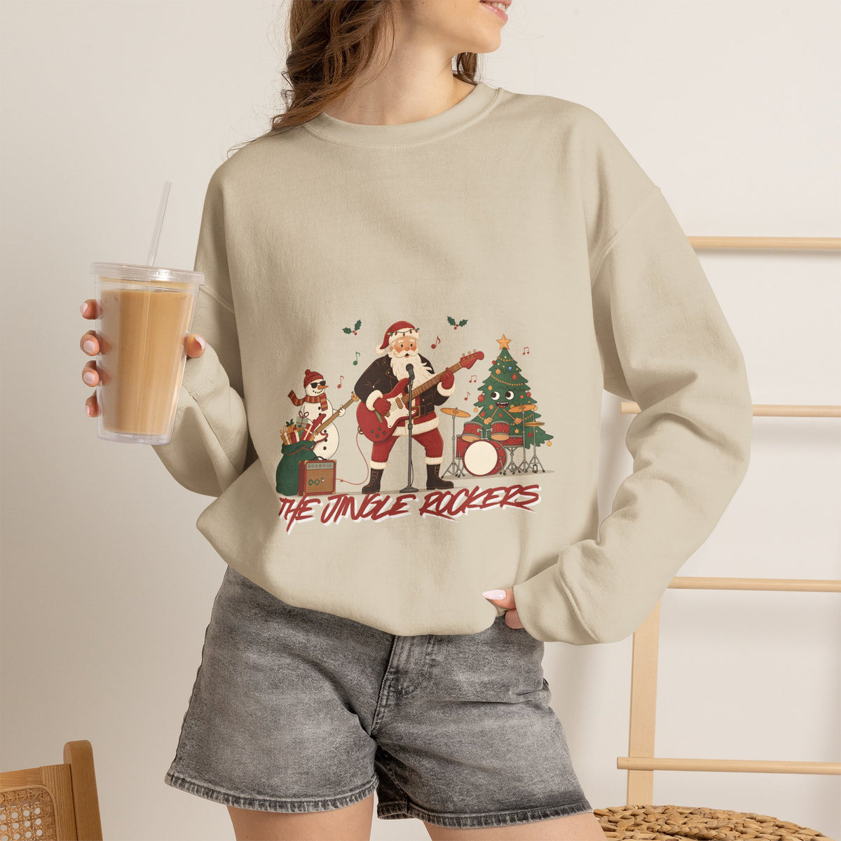 Funny Christmas Sweatshirt – "The Jingle Rockers" Holiday Band Crewneck