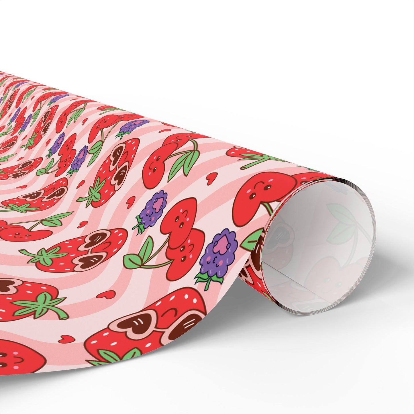 Strawberry Hearts Wrapping Paper Roll — Cute Valentine & Birthday Gift Wrap