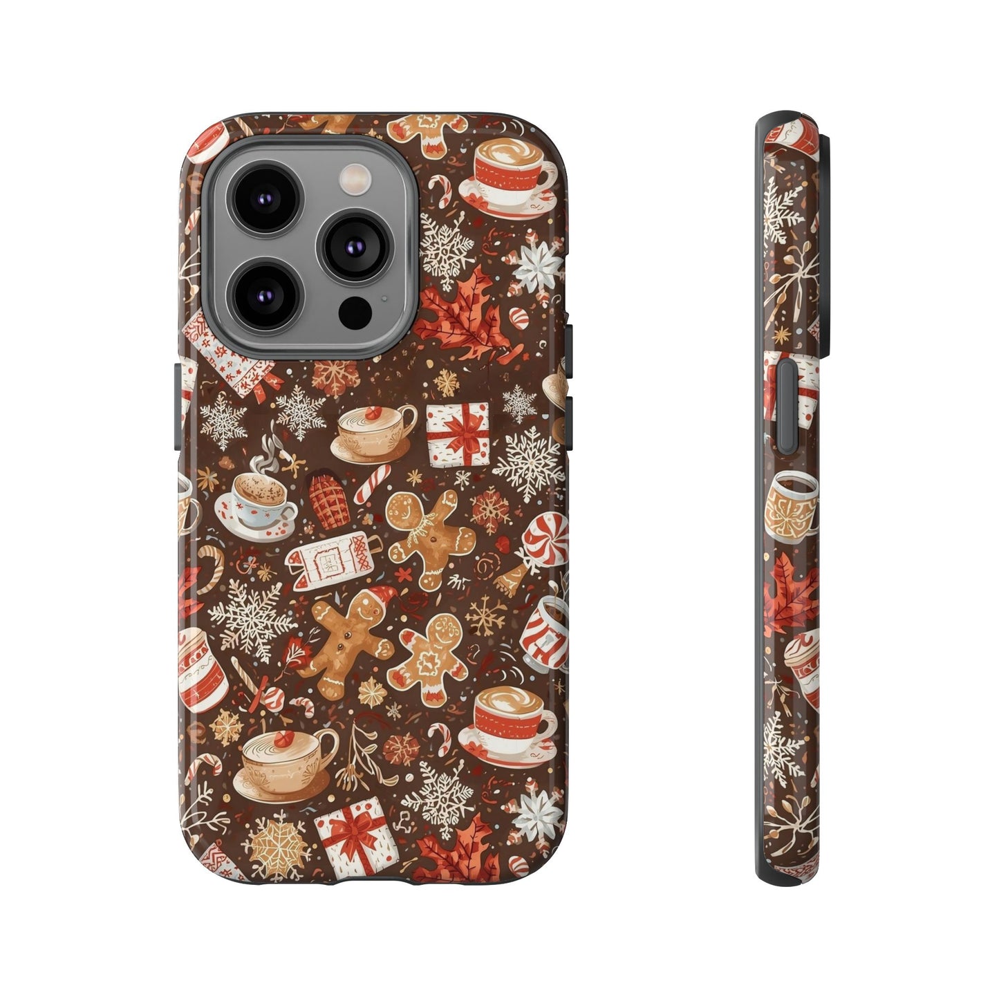 Christmas Phone Case, Festive Holiday Phone Case with Gingerbread and Cocoa Design for Iphone 17, 16, 15, 14, 13, 12, 11 & Samsung