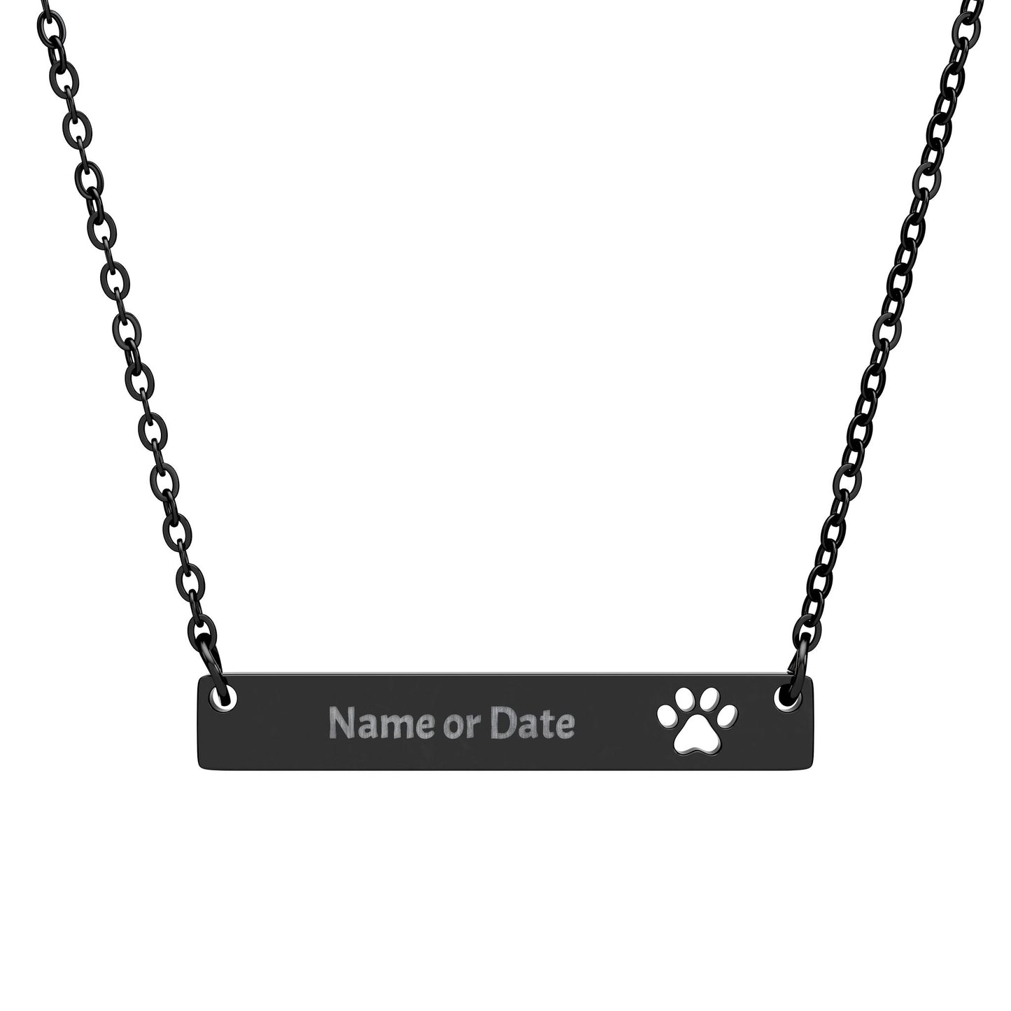 Engravable Paw Bar Necklace — Personalized Name or Date, Gift for Valentines Day | Mothers Day
