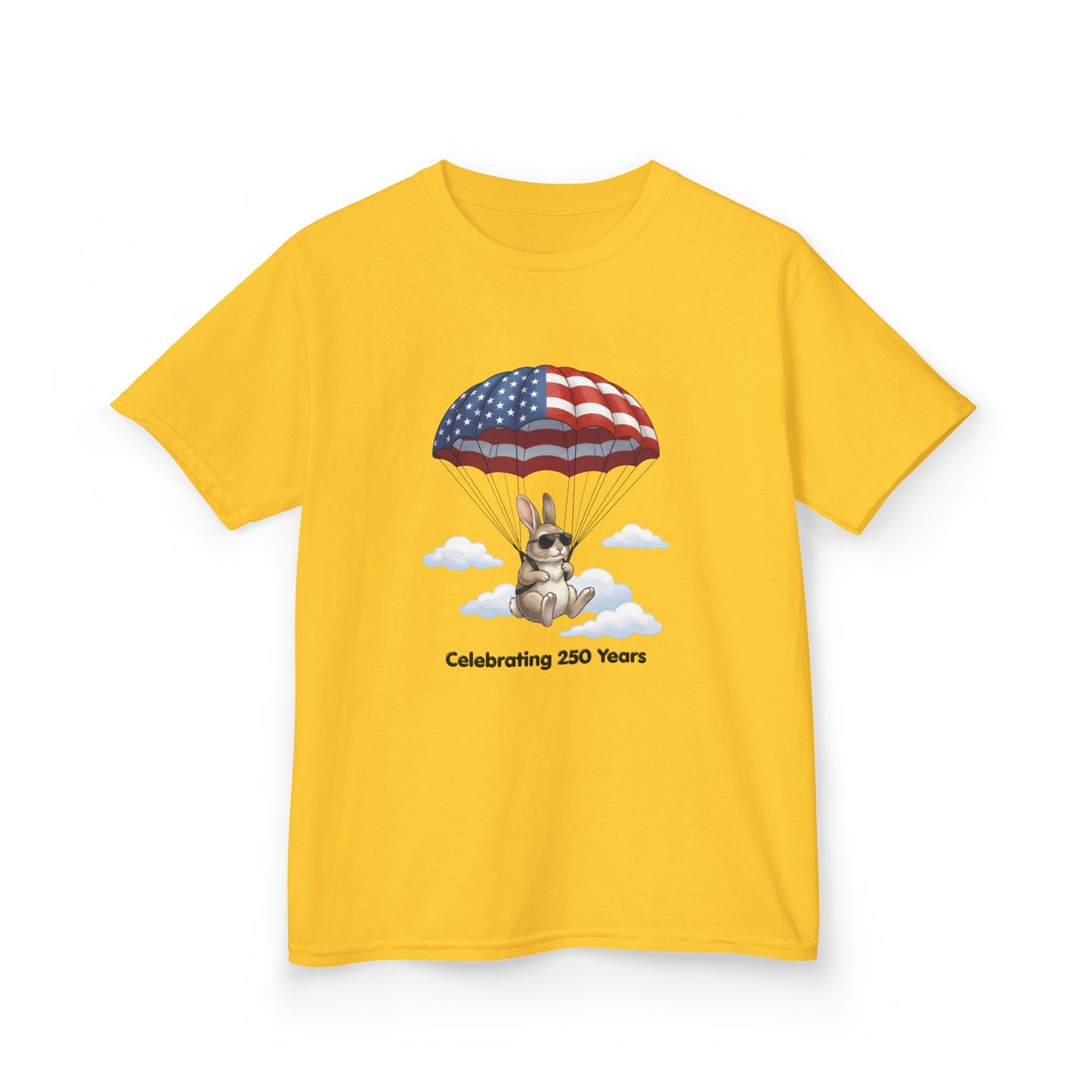 Kids Tee — Bunny with Parachute “Celebrating 250 Years”