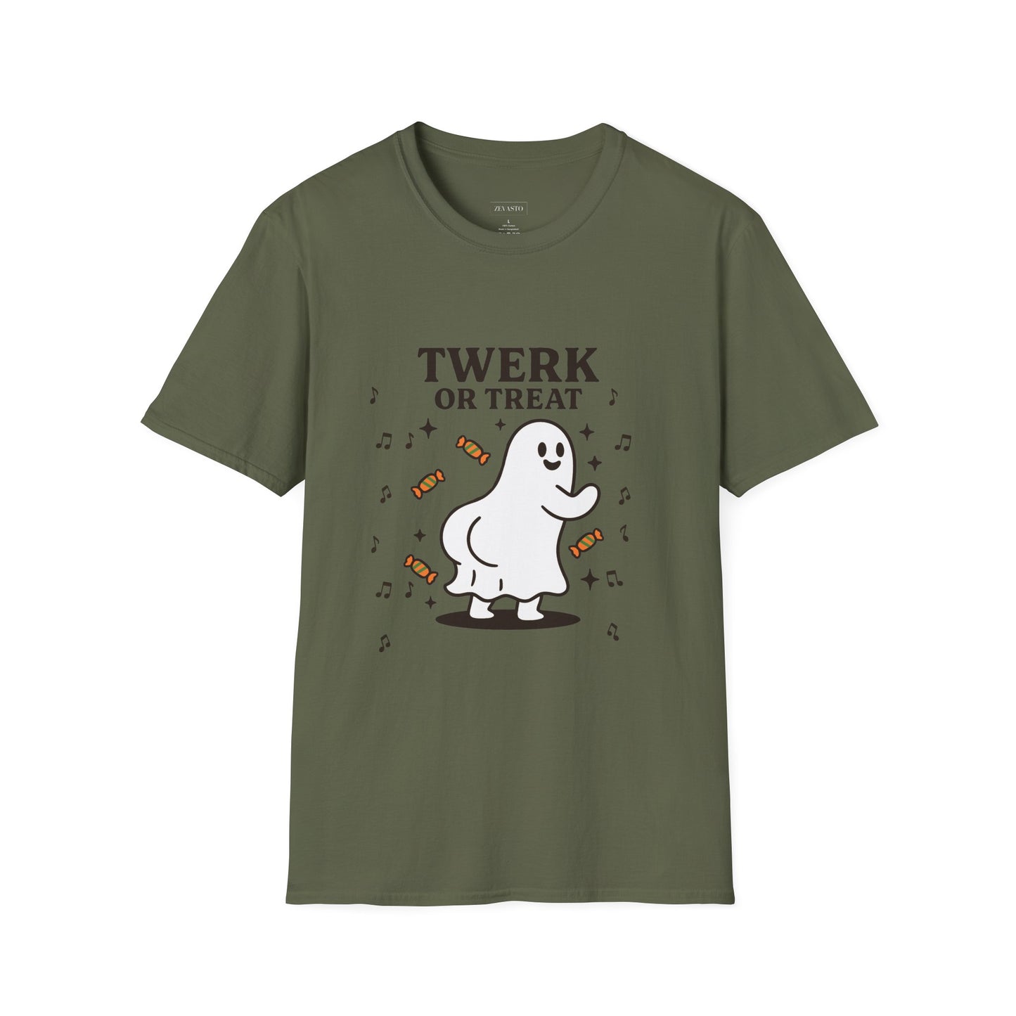 Whimsical Halloween T-Shirt for Adults, Fun Ghost Tee, Twerk or Treat Shirt, Unisex Costume Top, Spooky Celebration Apparel
