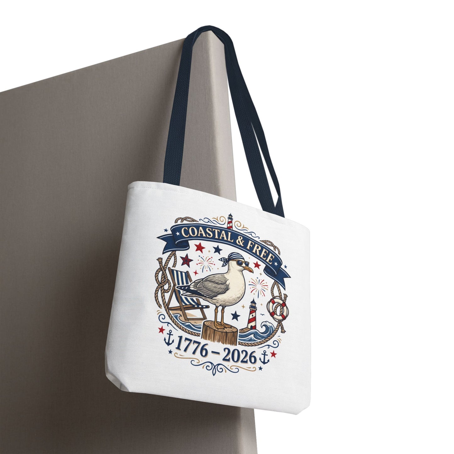 Coastal & Free Seagull Tote Bag — Patriotic 4th of July Beach Tote
