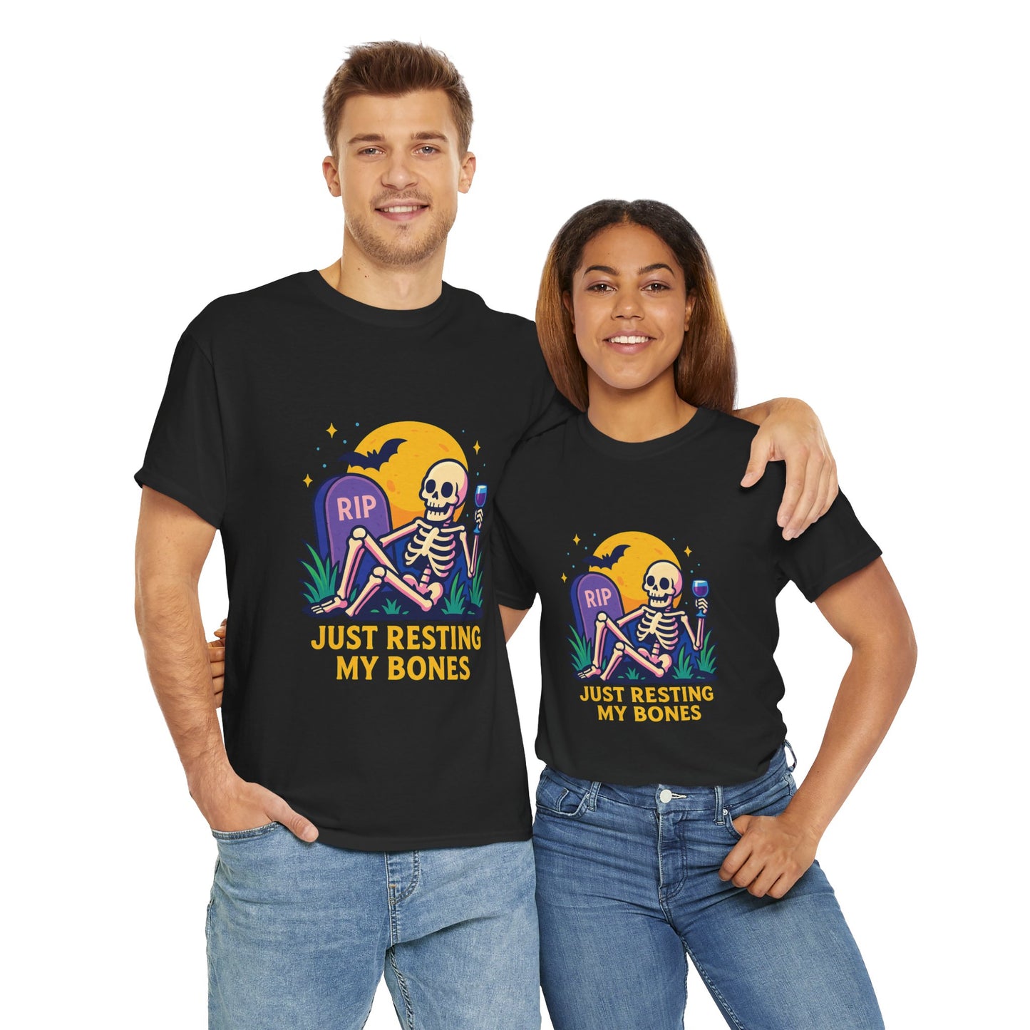 Skeleton Tee - Just Resting My Bones, Unisex Halloween Shirt