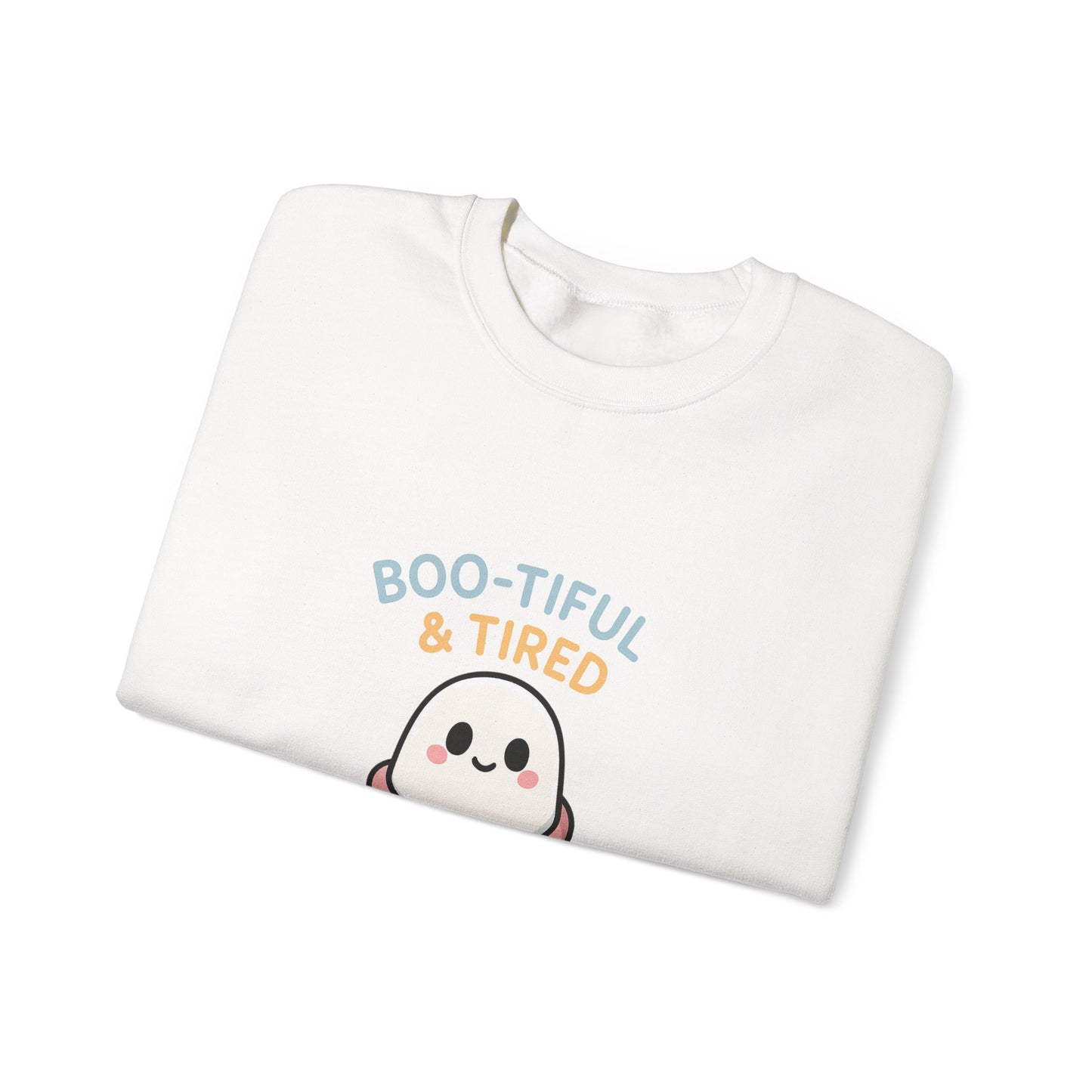 Boo-tiful & Tired Sweatshirt, Halloween-Themed Design