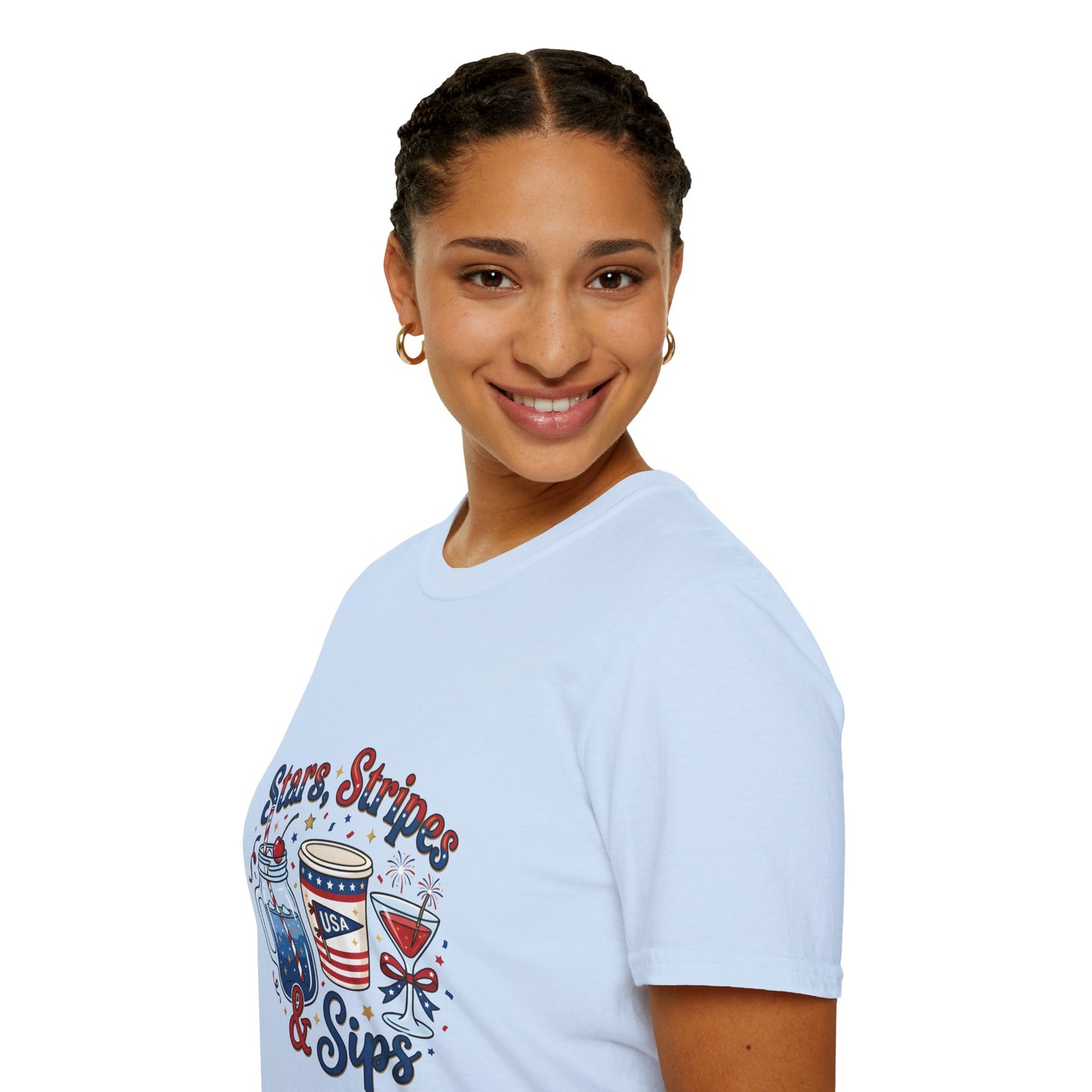 Patriotic "Stars, Stripes & Sips" T-Shirt