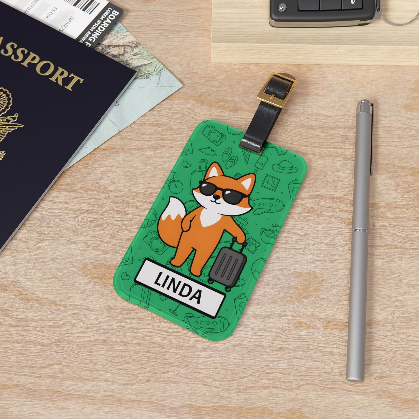 Personalized Fox Luggage Tag — Cute Travel ID Tag with Name