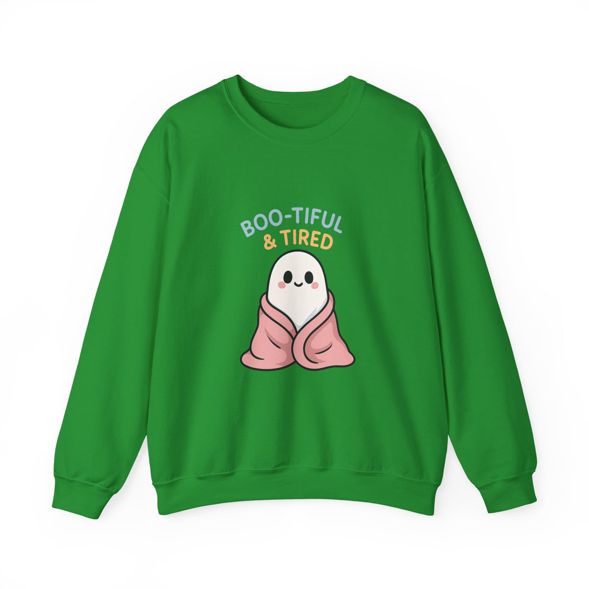 Boo-tiful & Tired Sweatshirt, Halloween-Themed Design