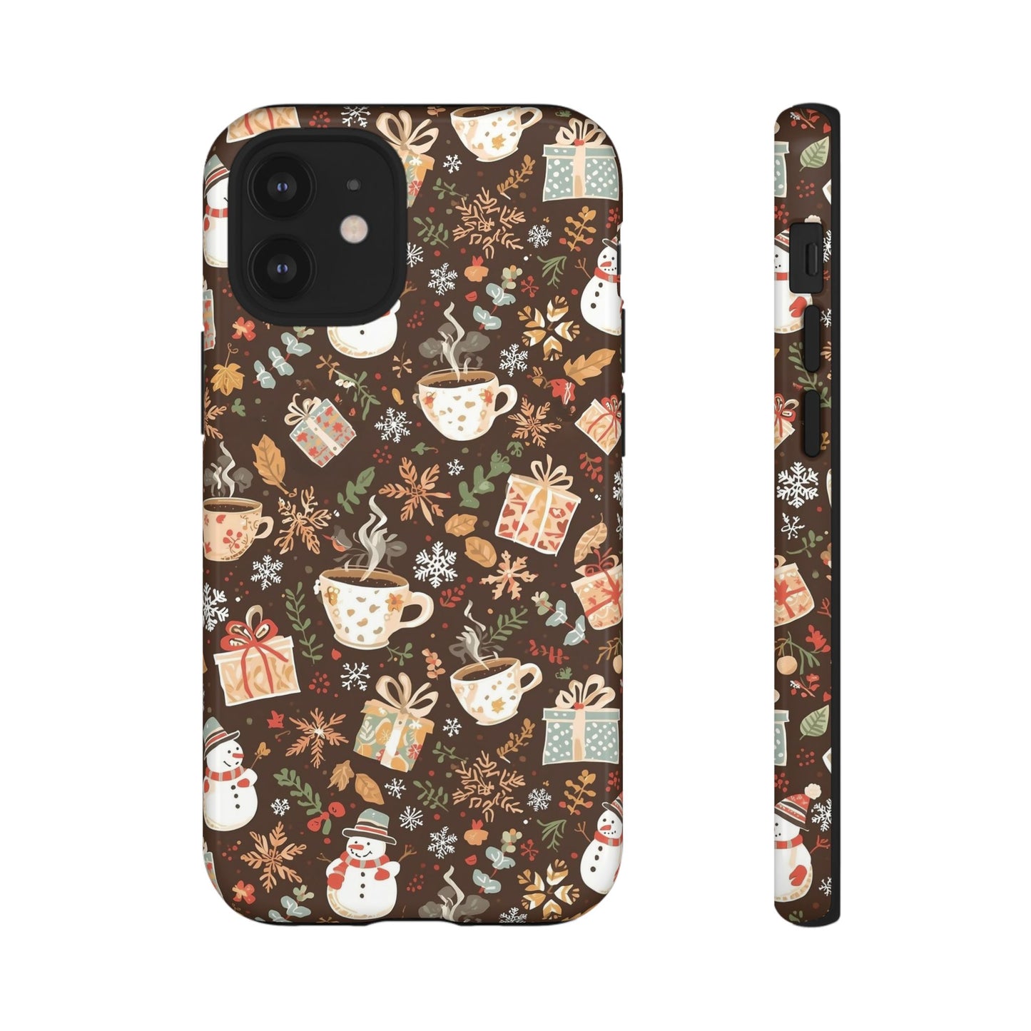 Christmas Phone Case, Winter Holiday Phone Case with Snowmen and Gifts Design for Iphone 17, 16, 15, 14, 13, 12, 11 & Samsung