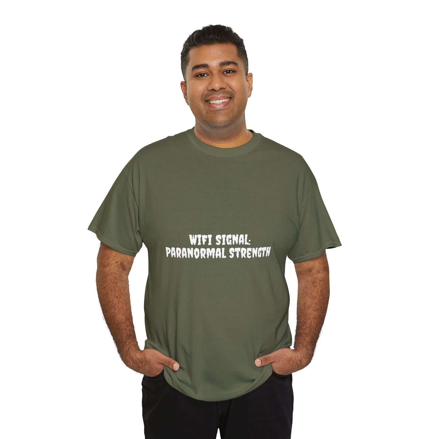 Paranormal Strength Tee, Unisex Heavy Cotton Tee, Funny Wifi Signal T-Shirt, Humor Apparel