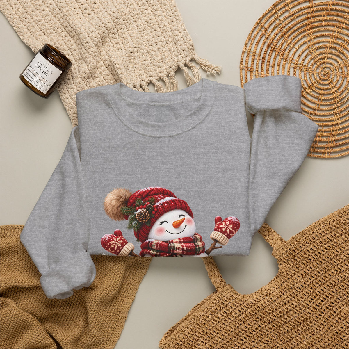 Snowman Holiday Sweatshirt - Cozy Christmas Unisex Sweatshirt