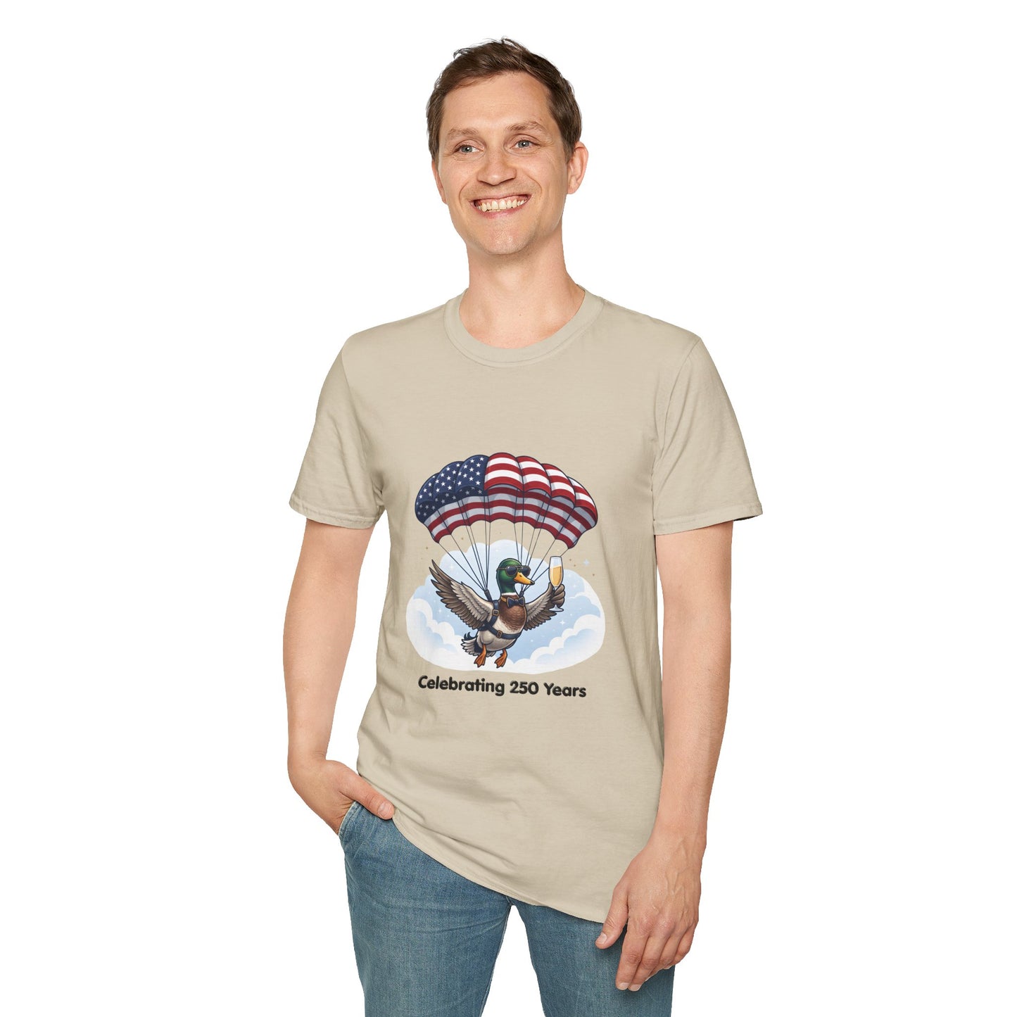 Duck Parachute T-Shirt – Celebrating 250 Years Patriotic Graphic Tee
