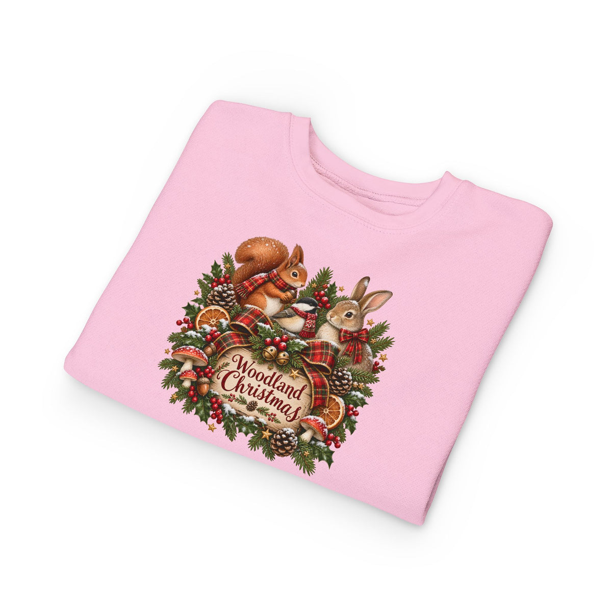 Woodland Christmas Toddler Sweatshirt — Cute Squirrel & Bunny Holiday Pullover