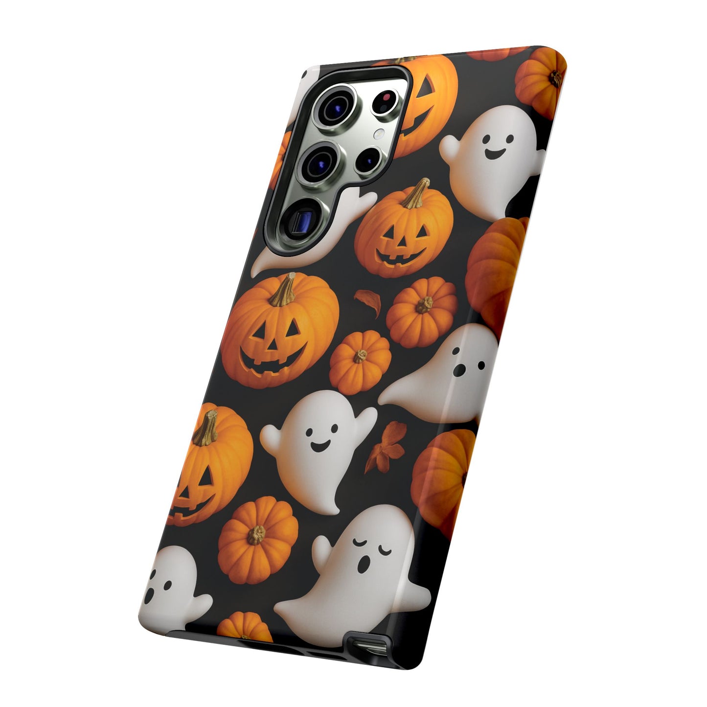 Halloween Phone Case, Spooky Ghosts and Pumpkins Design