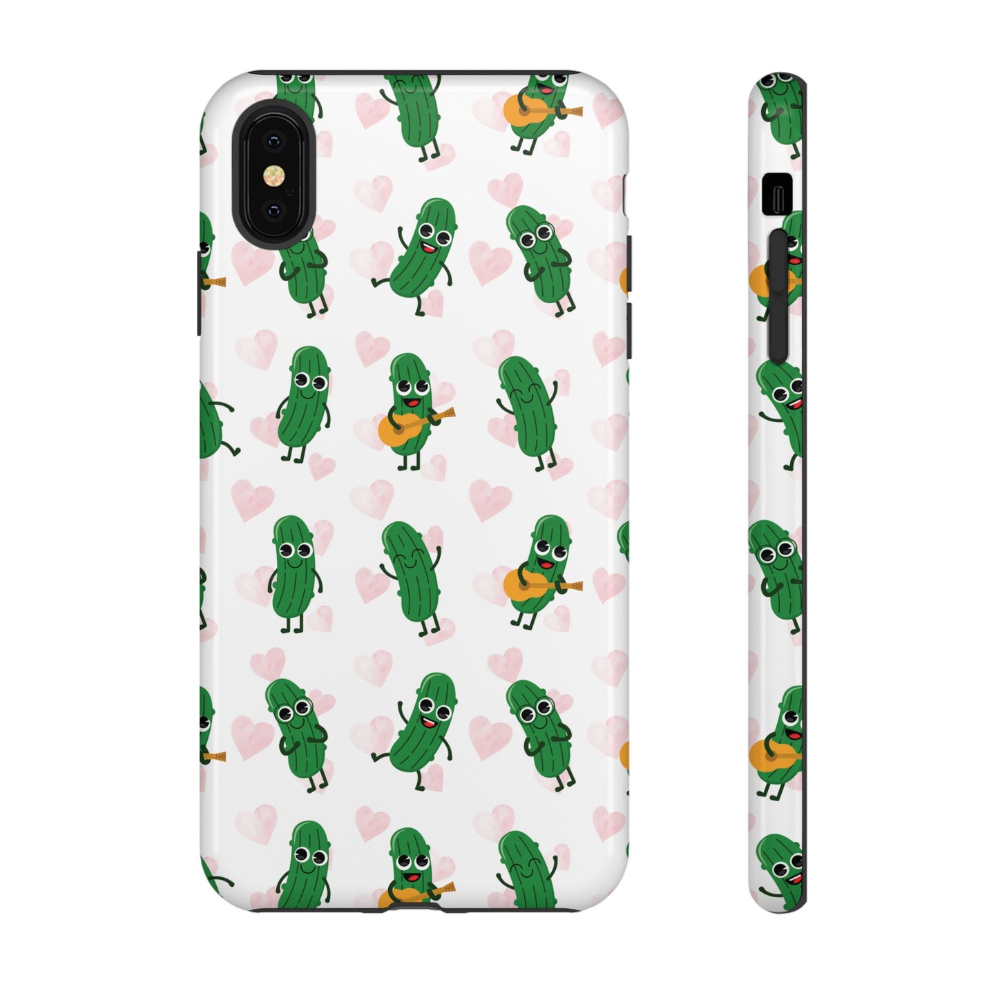 Pickle Pattern Phone Case — Cute Dancing Pickles with Hearts