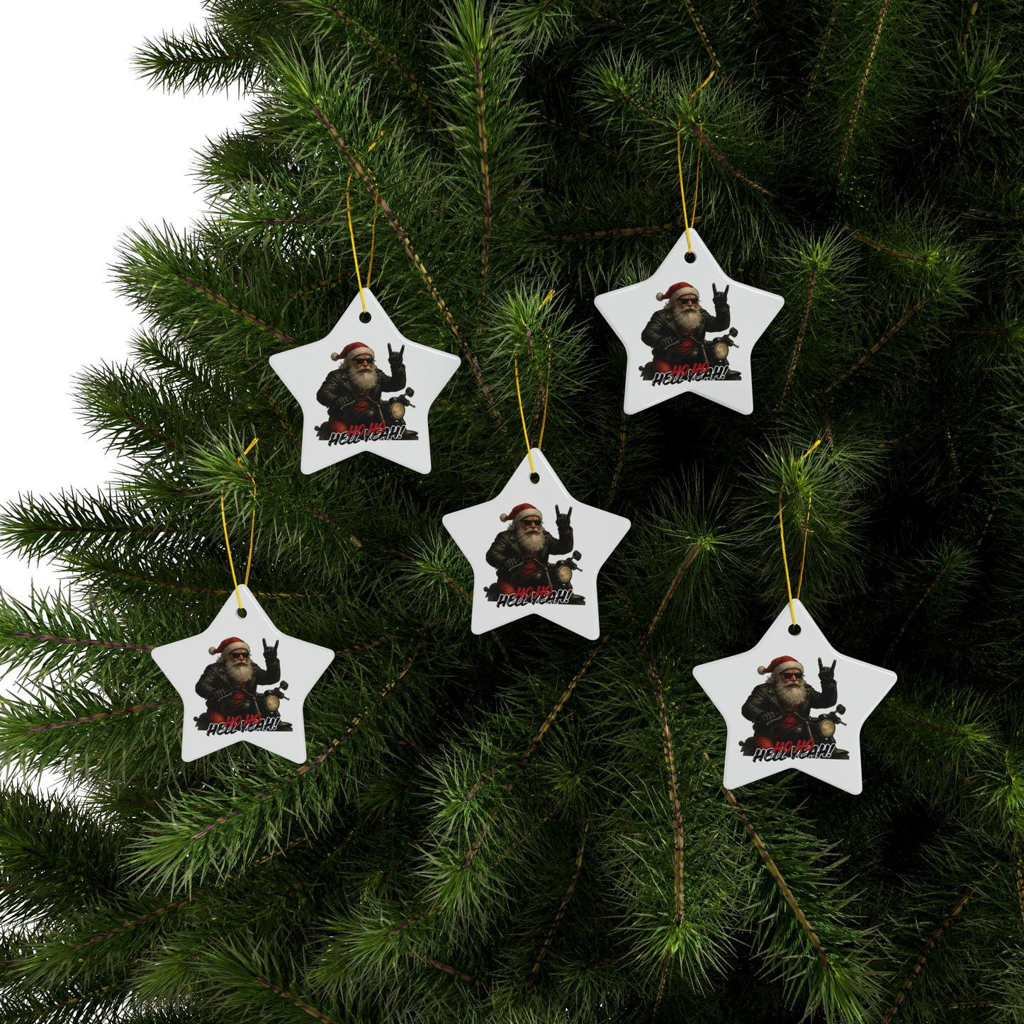 Santa Ceramic Ornament — 'Ho Ho Hell Yeah!' Christmas Decoration