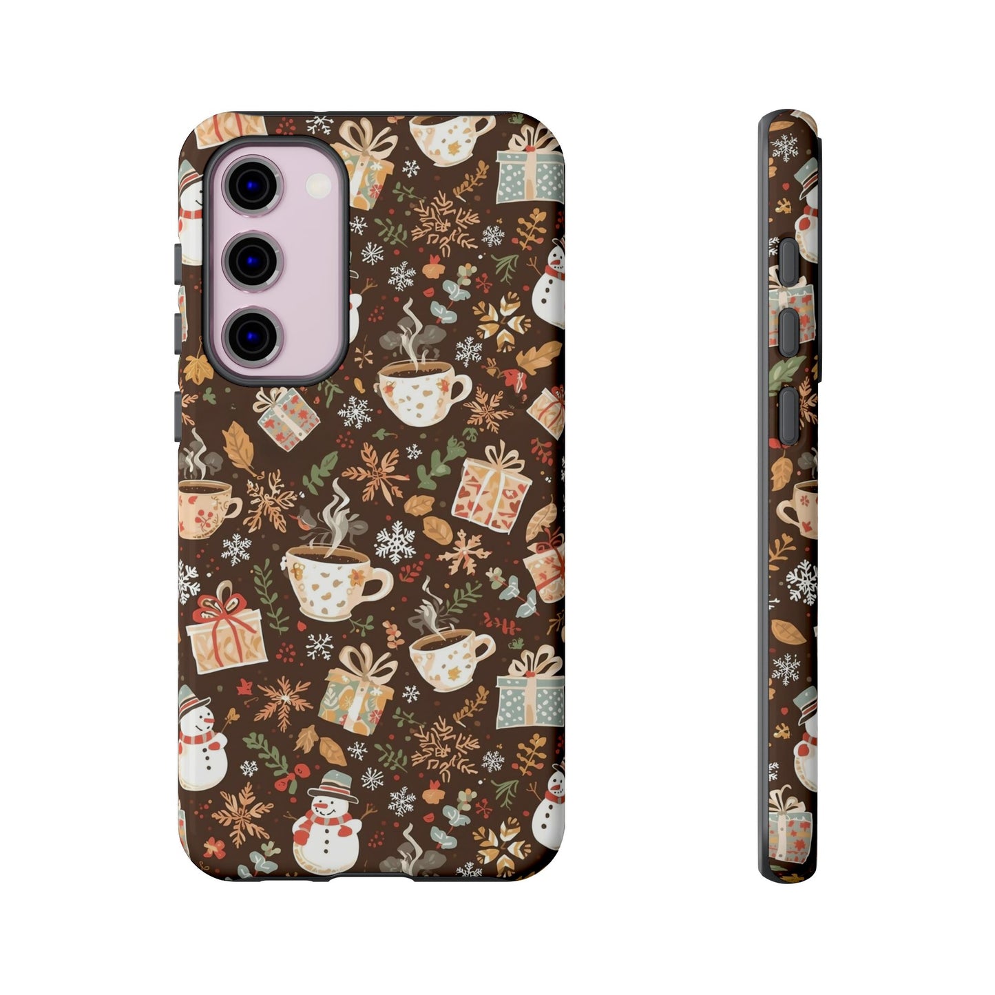 Christmas Phone Case, Winter Holiday Phone Case with Snowmen and Gifts Design for Iphone 17, 16, 15, 14, 13, 12, 11 & Samsung