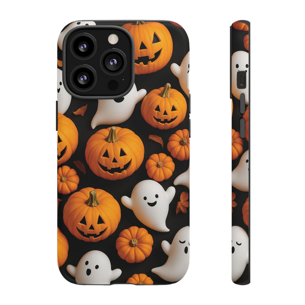 Halloween Phone Case, Spooky Ghosts and Pumpkins Design