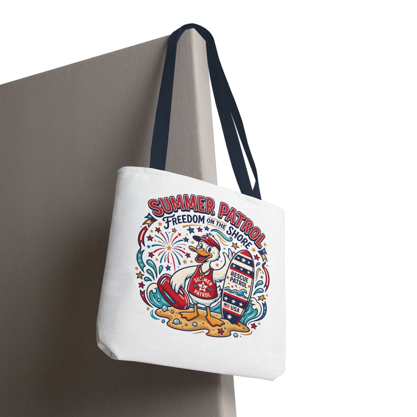 Summer Patrol Beach Tote Bag – 'Freedom on the Shore' Patriotic Design, 4th of July Gift
