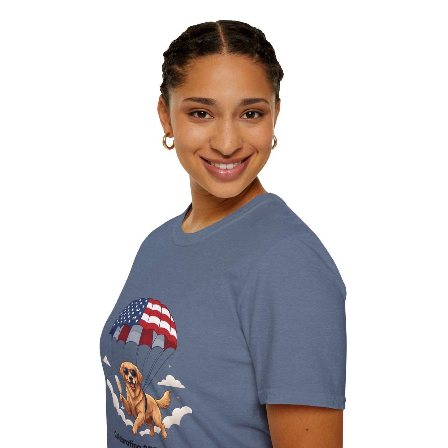 Patriotic Golden Retriever T-Shirt — "Celebrating 250 Years"