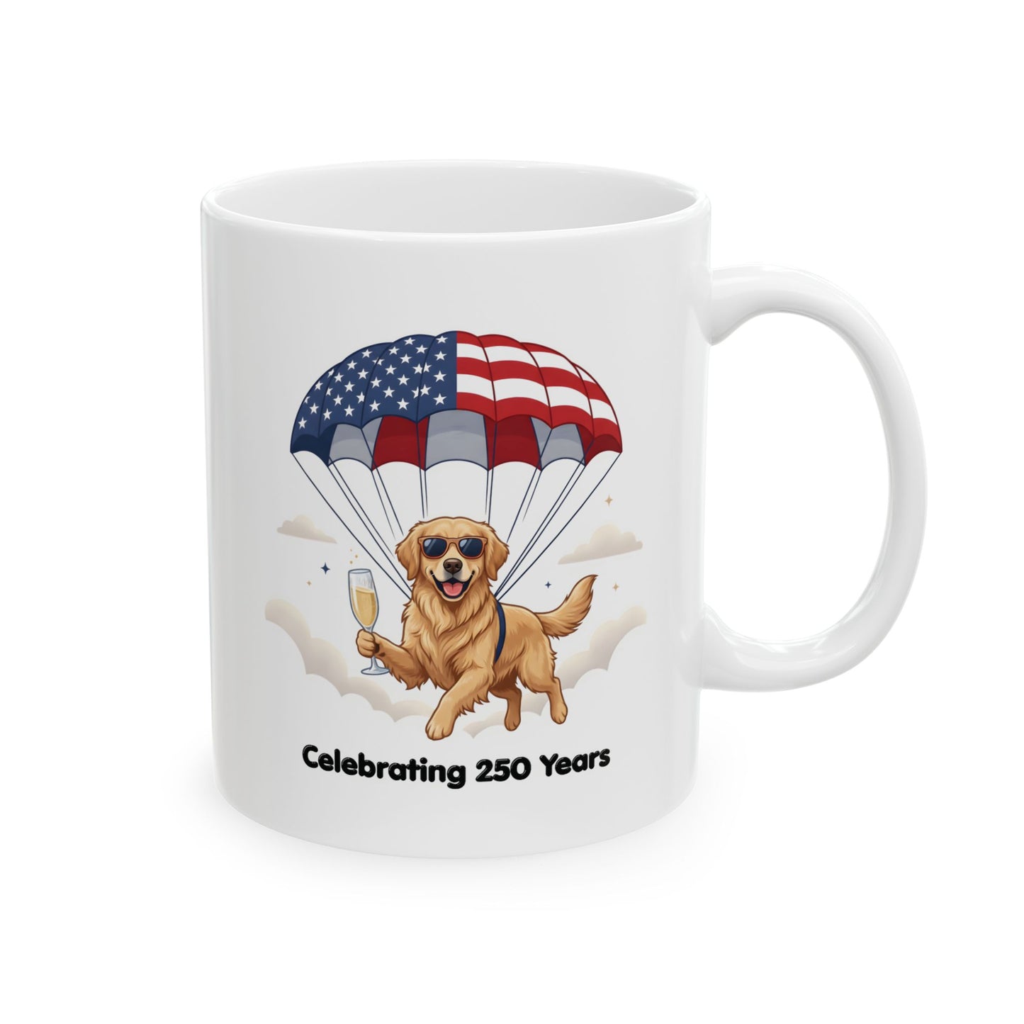 Patriotic Golden Retriever Ceramic Mug