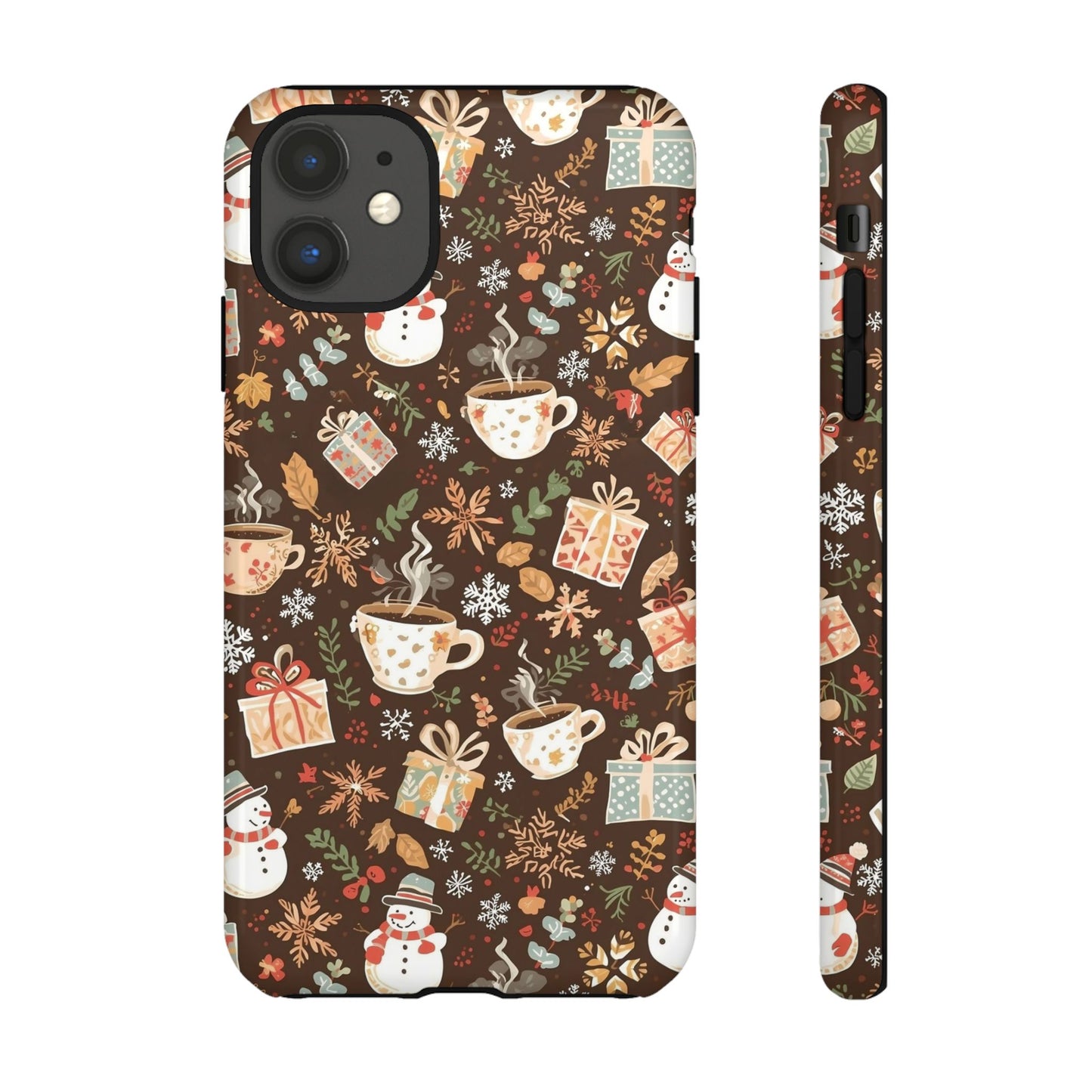 Christmas Phone Case, Winter Holiday Phone Case with Snowmen and Gifts Design for Iphone 17, 16, 15, 14, 13, 12, 11 & Samsung