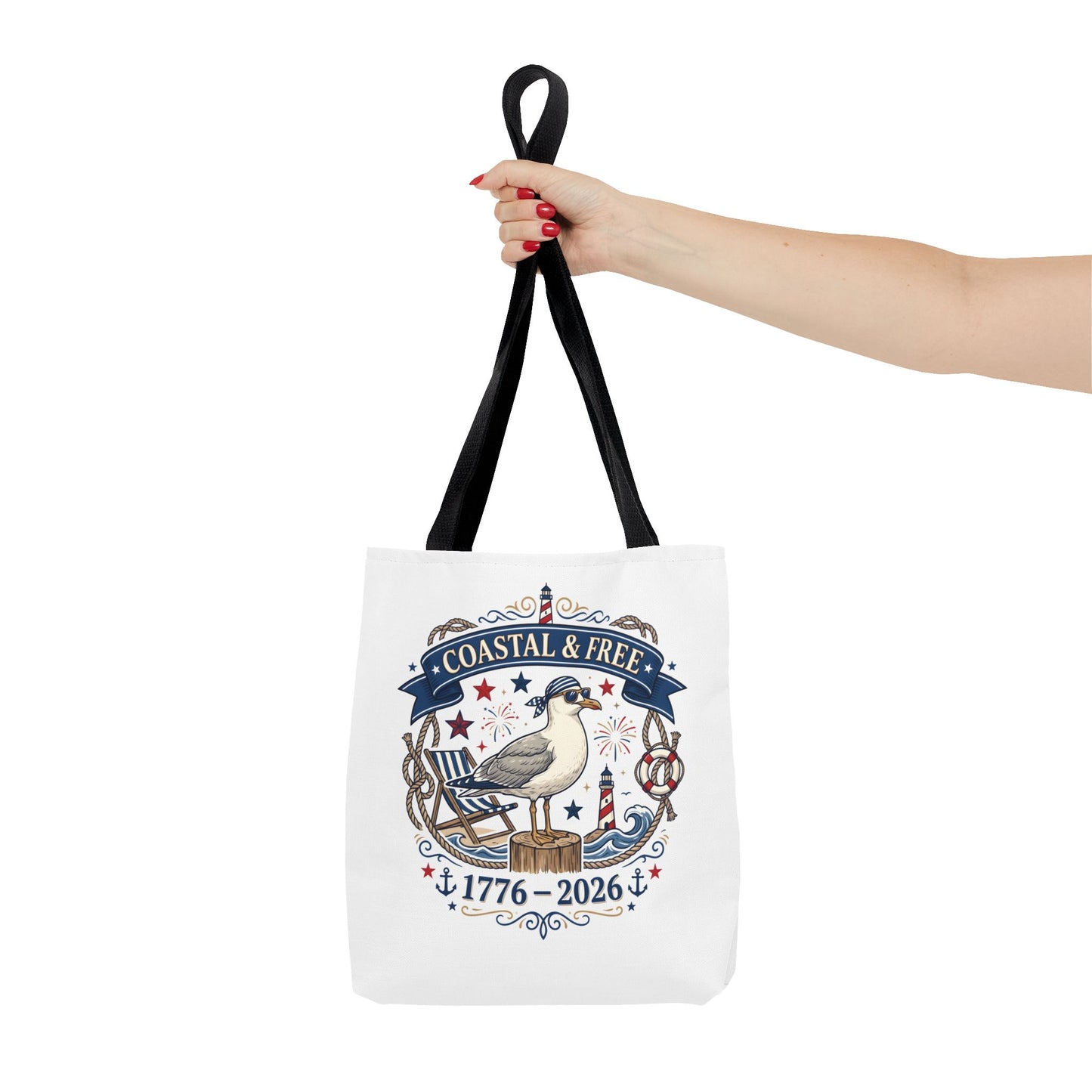 Coastal & Free Seagull Tote Bag — Patriotic 4th of July Beach Tote