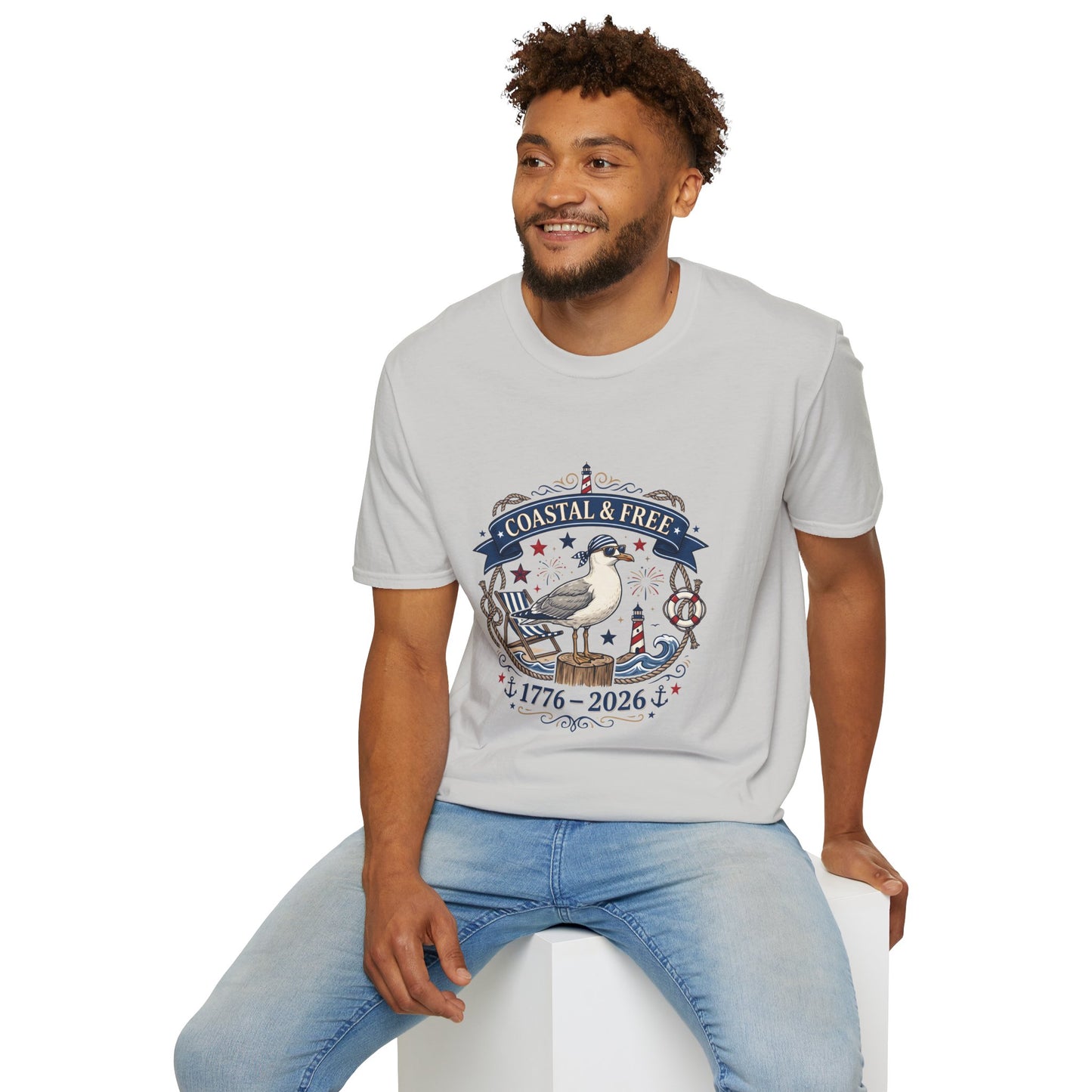 Coastal & Free Seagull T-Shirt — Patriotic 4th of July Tee