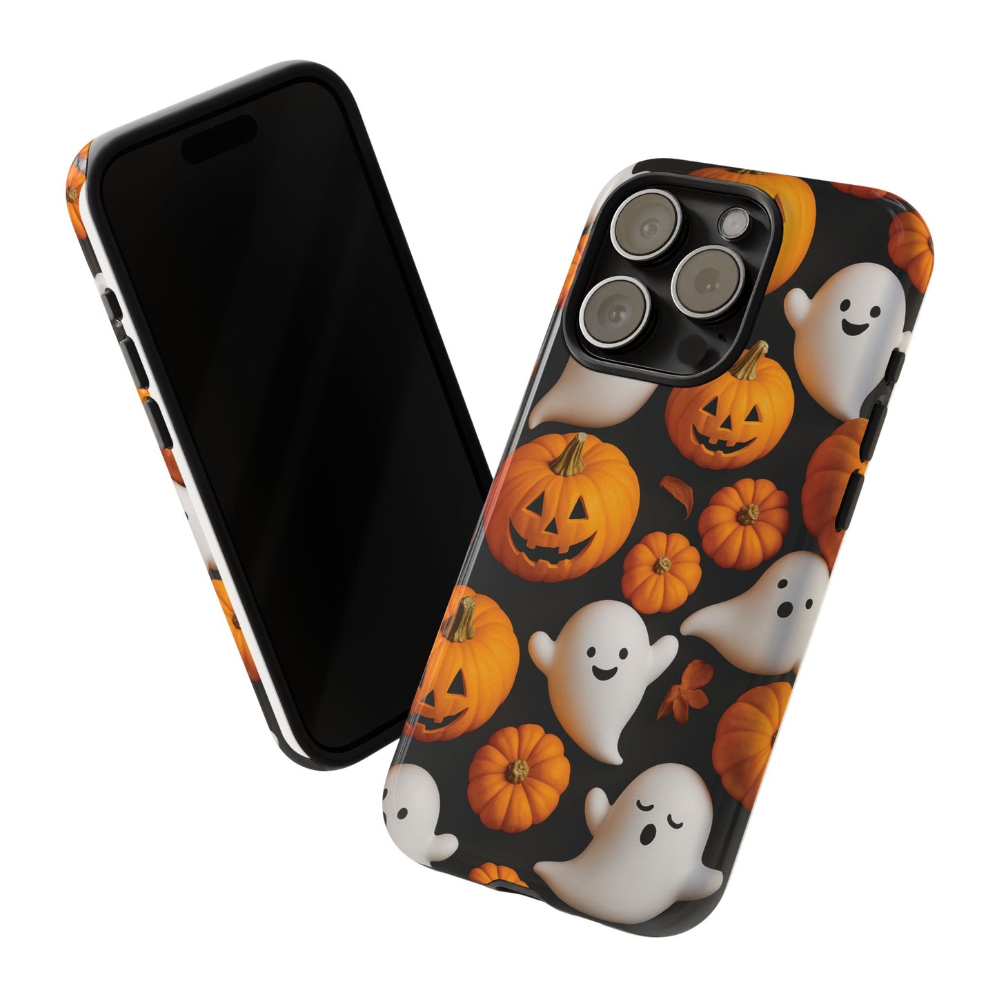 Halloween Phone Case, Spooky Ghosts and Pumpkins Design