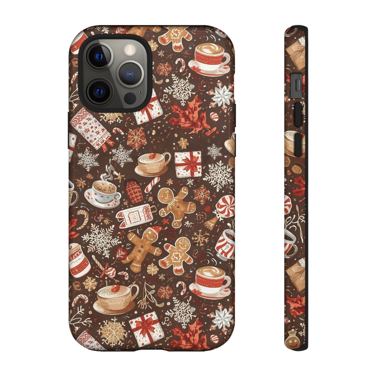 Christmas Phone Case, Festive Holiday Phone Case with Gingerbread and Cocoa Design for Iphone 17, 16, 15, 14, 13, 12, 11 & Samsung
