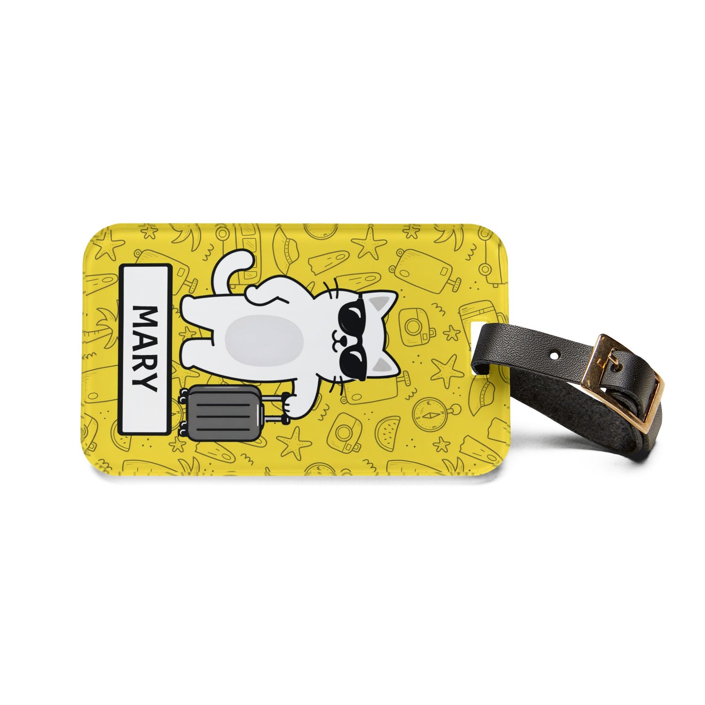 Personalized Cat Traveler Luggage Tag — Custom Name Travel Tag